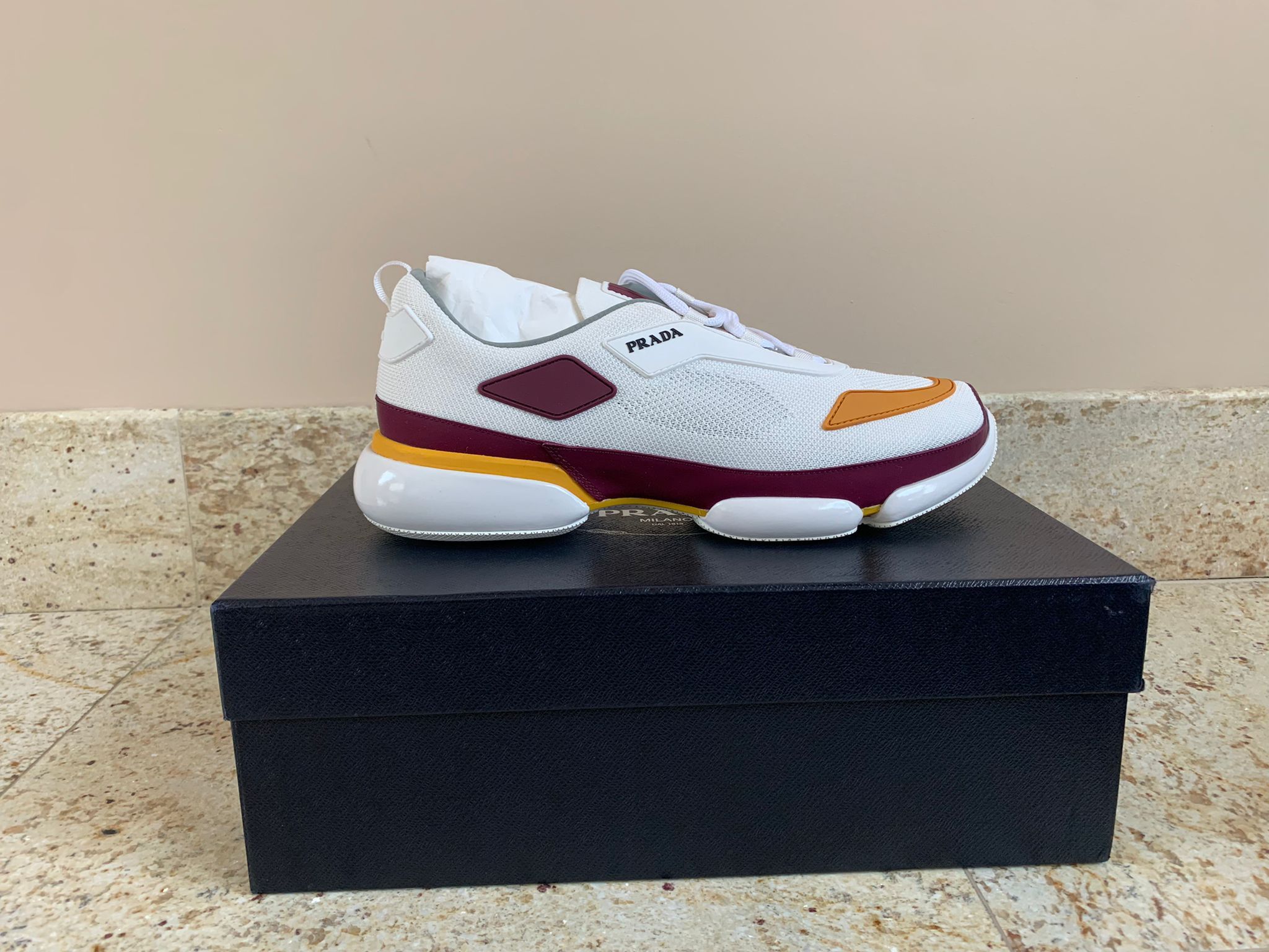 Prada Cloudbust Sport Knit Trainer in White & Red Size US 11 / EU 44 - 2 Thumbnail