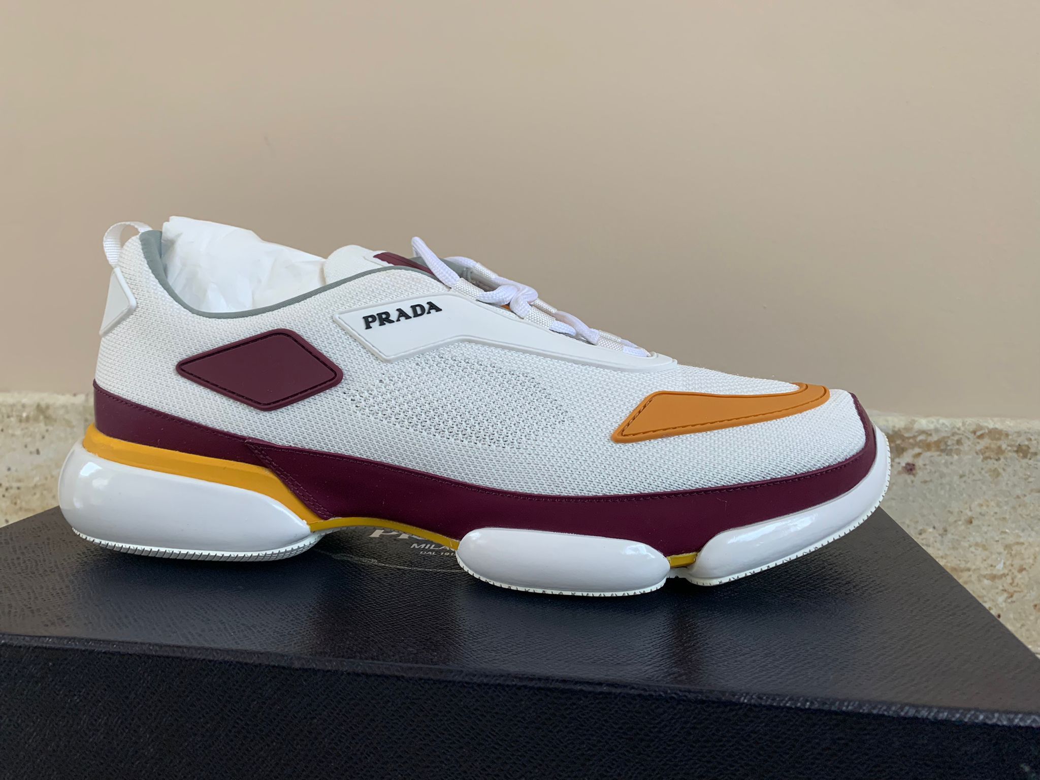 Prada Cloudbust Sport Knit Trainer in White & Red Size US 11 / EU 44 - 3 Thumbnail