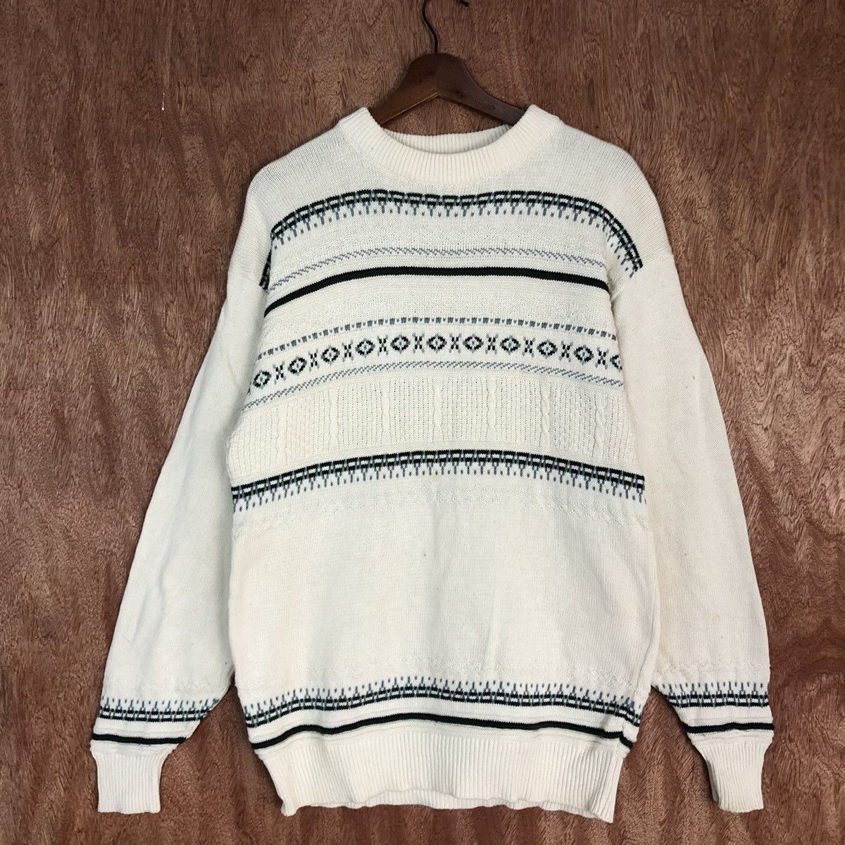Vintage DL Guy White sweatshirt stripe Knitwear #c752 Size US M / EU 48-50 / 2 - 3 Thumbnail
