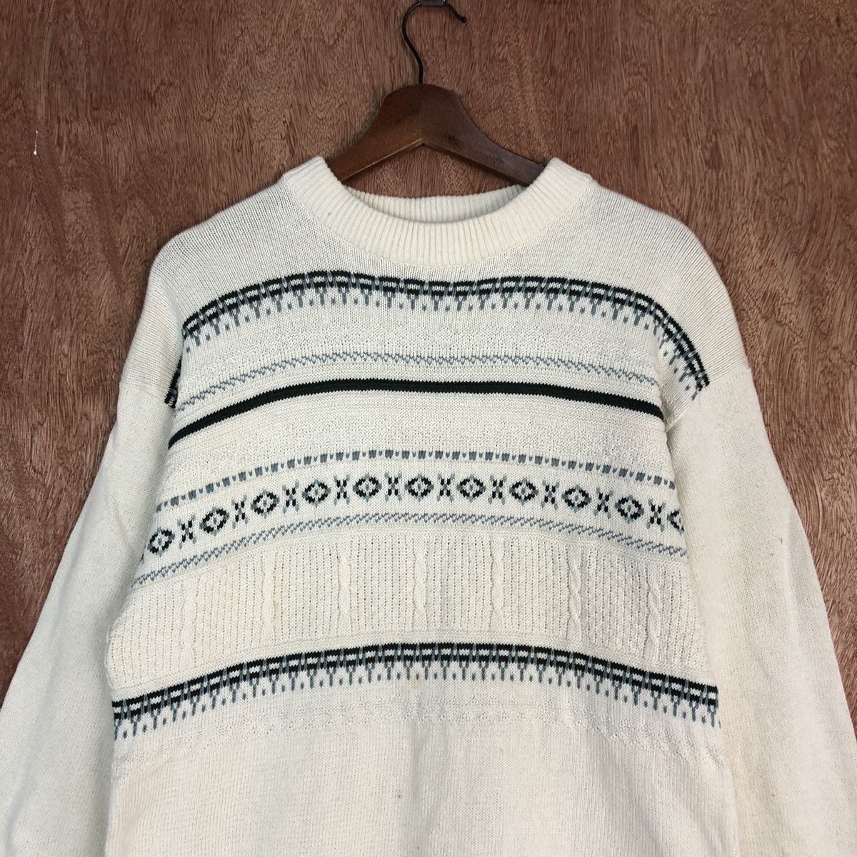 Vintage DL Guy White sweatshirt stripe Knitwear #c752 Size US M / EU 48-50 / 2 - 2 Thumbnail