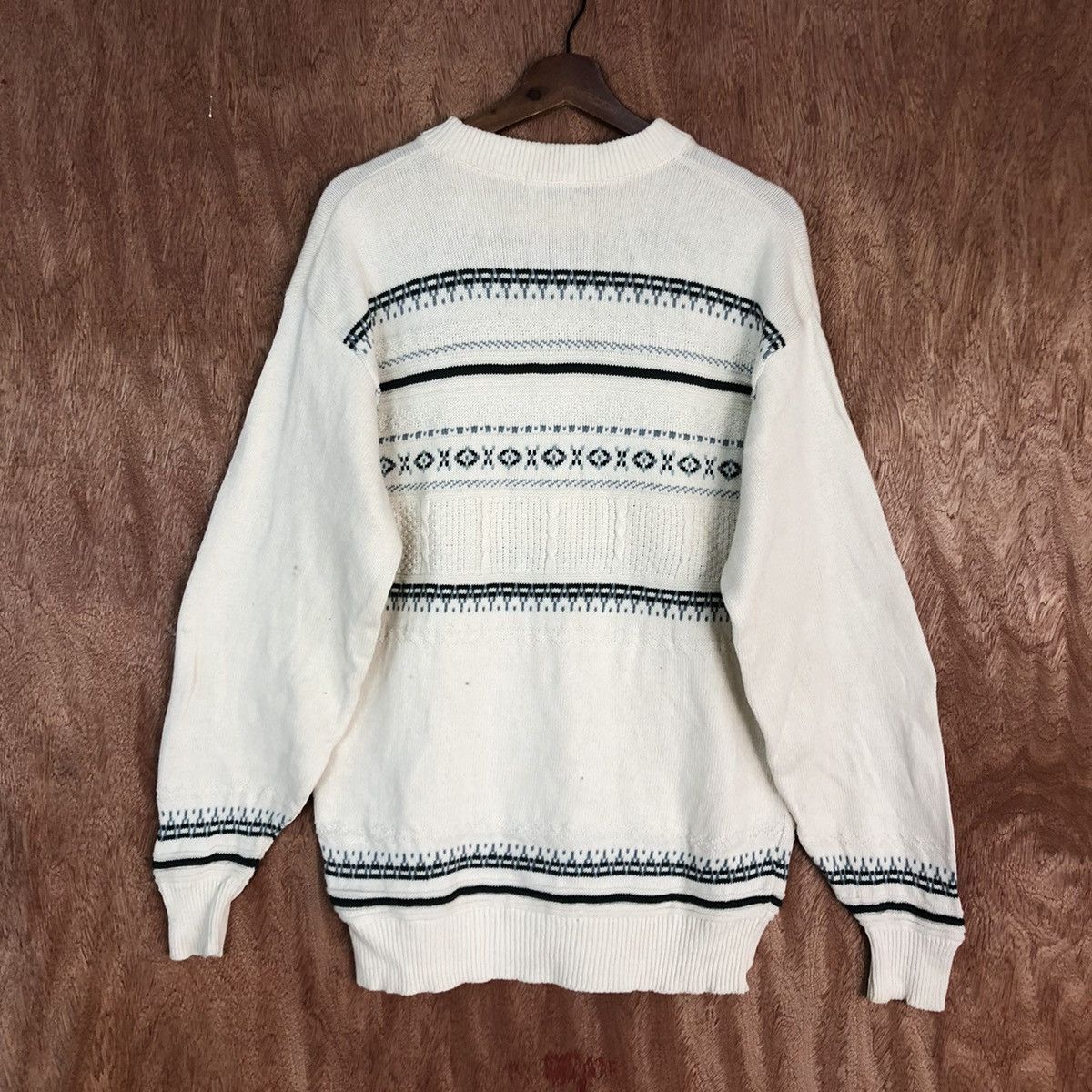 Vintage DL Guy White sweatshirt stripe Knitwear #c752 Size US M / EU 48-50 / 2 - 13 Thumbnail
