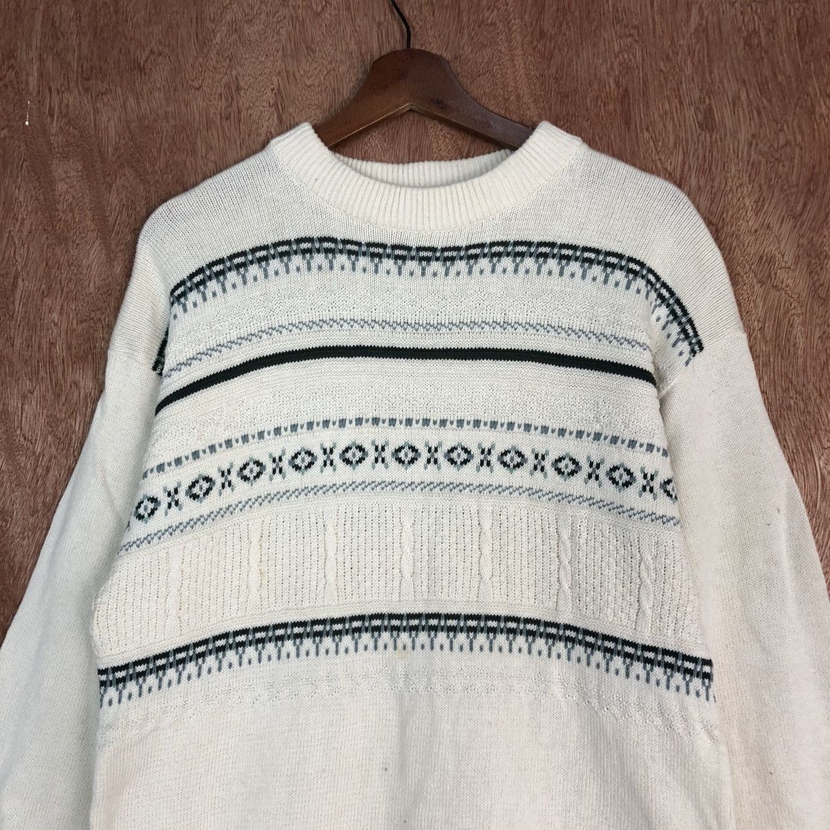 Vintage DL Guy White sweatshirt stripe Knitwear #c752 Size US M / EU 48-50 / 2 - 9 Thumbnail
