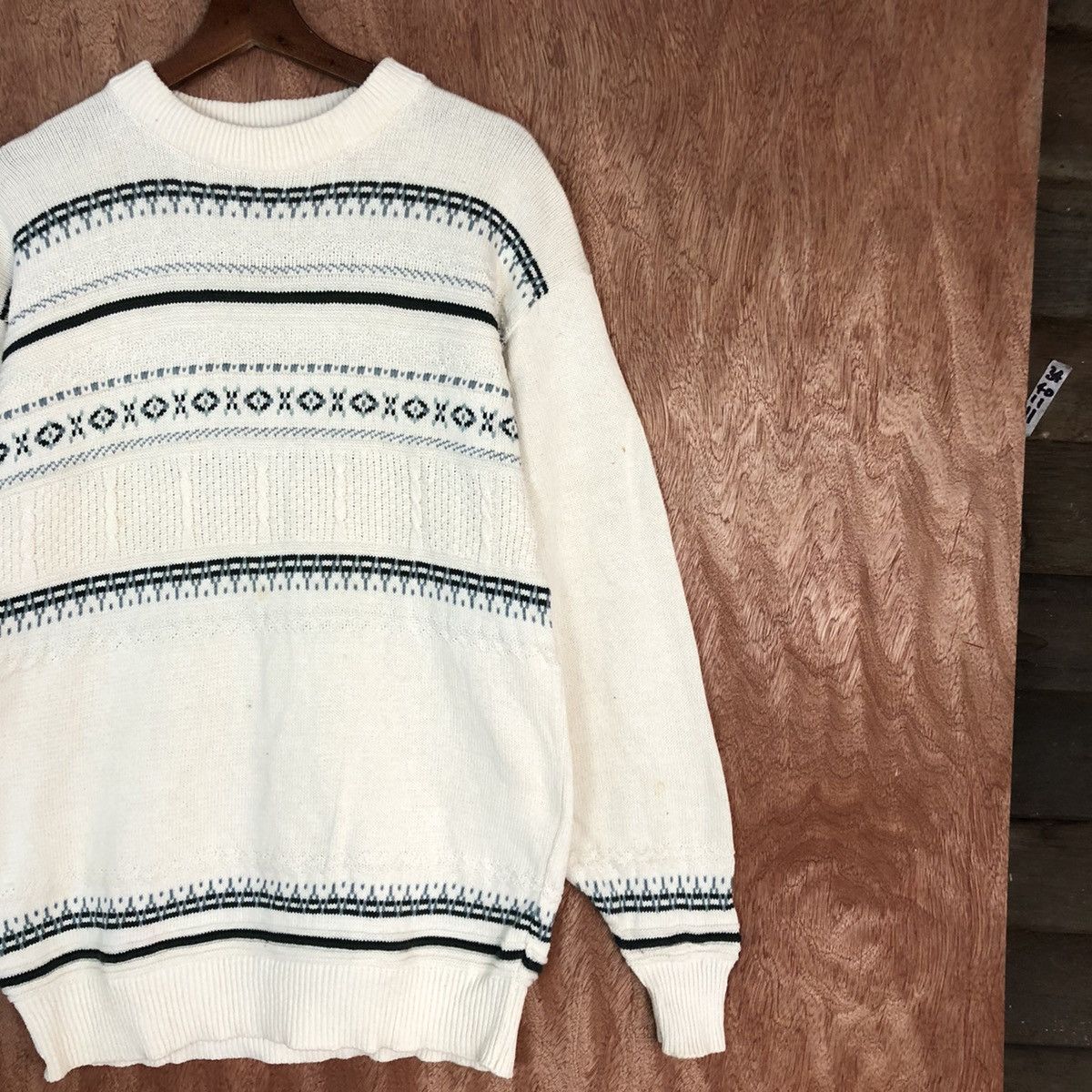 Vintage DL Guy White sweatshirt stripe Knitwear #c752 Size US M / EU 48-50 / 2 - 5 Thumbnail