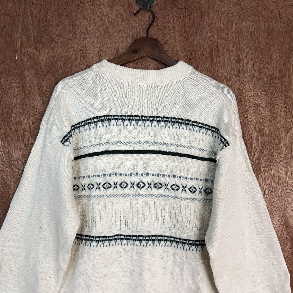 Vintage DL Guy White sweatshirt stripe Knitwear #c752 Size US M / EU 48-50 / 2 - 12 Thumbnail
