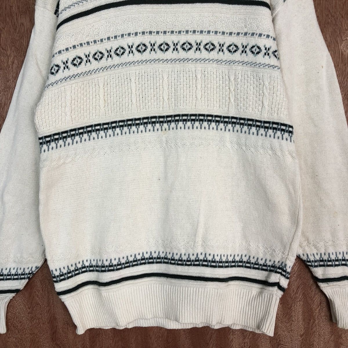 Vintage DL Guy White sweatshirt stripe Knitwear #c752 Size US M / EU 48-50 / 2 - 8 Thumbnail