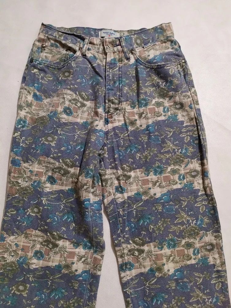 Japanese Brand Vintage🔥Naf Naf denim Nice design Full Print Art Floral Size US 27 - 2 Thumbnail
