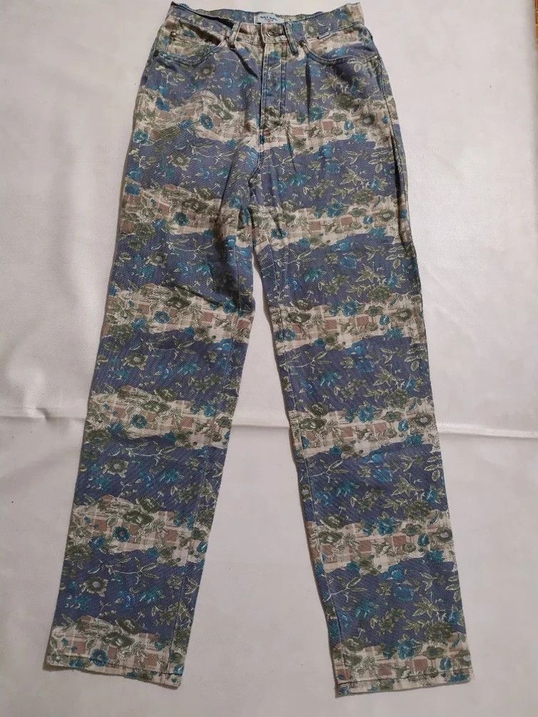 Japanese Brand Vintage🔥Naf Naf denim Nice design Full Print Art Floral Size US 27 - 1 Thumbnail
