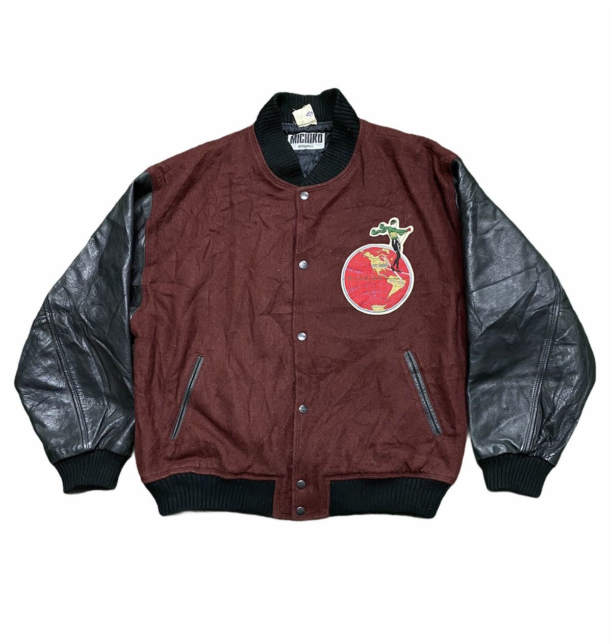 Michiko Koshino London Vintage Michiko Koshino London Varsity Wool Leather Sleeves Size US XL / EU 56 / 4 - 1 Thumbnail