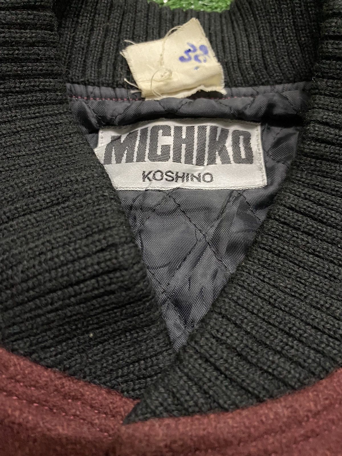 Michiko Koshino London Vintage Michiko Koshino London Varsity Wool Leather Sleeves Size US XL / EU 56 / 4 - 5 Thumbnail