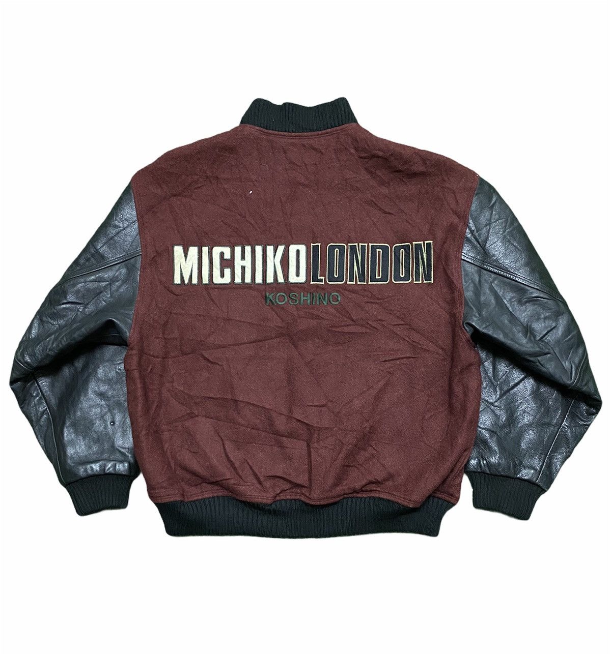 Michiko Koshino London Vintage Michiko Koshino London Varsity Wool Leather Sleeves Size US XL / EU 56 / 4 - 2 Thumbnail