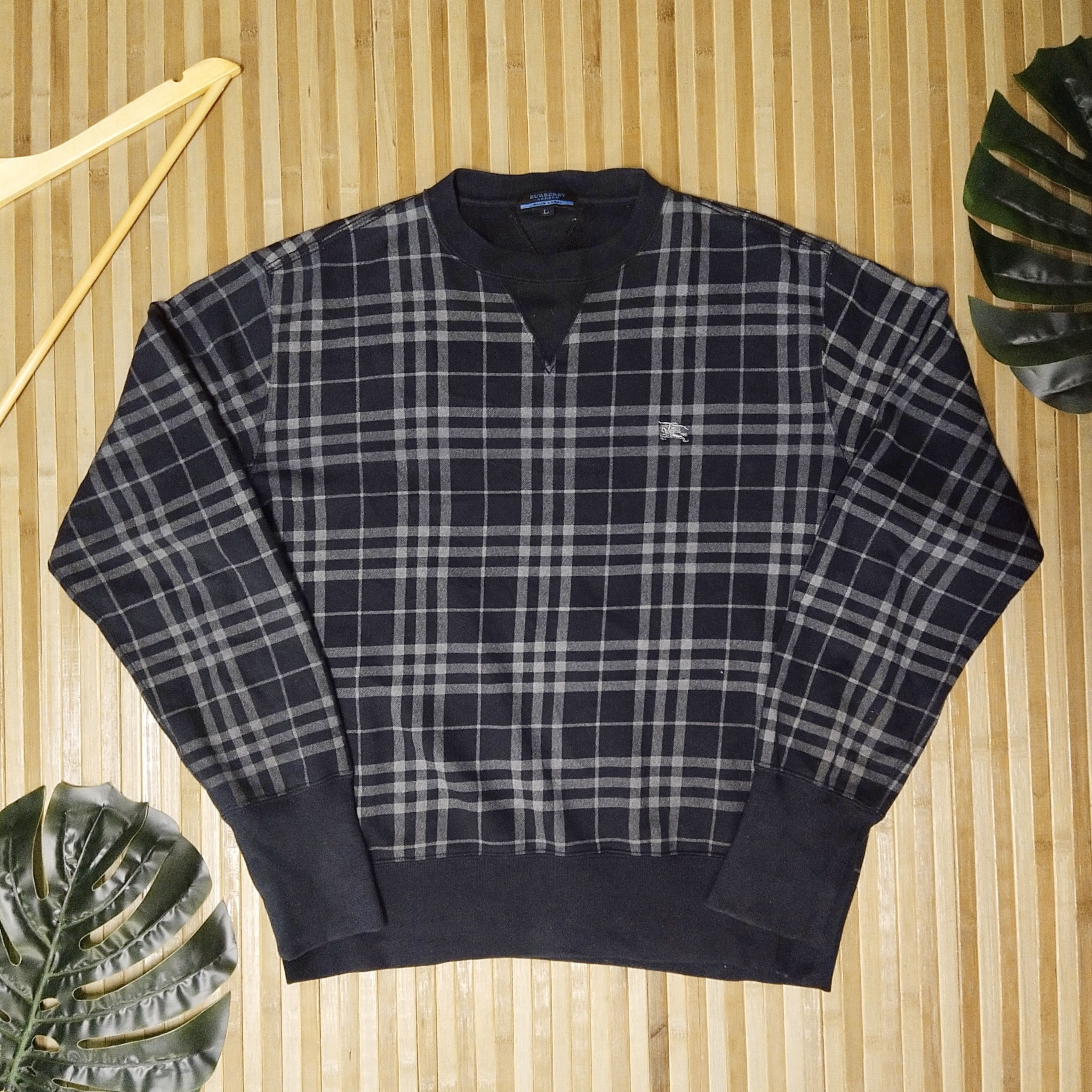 image of Burberry Blue Label Nova Check Sweatshirt, Men's (Size Large)