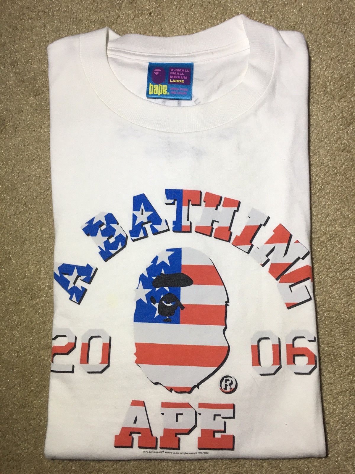 image of 2006 Bape World Cup Team Usa College Logo Tee Large Soccer in White, Men's