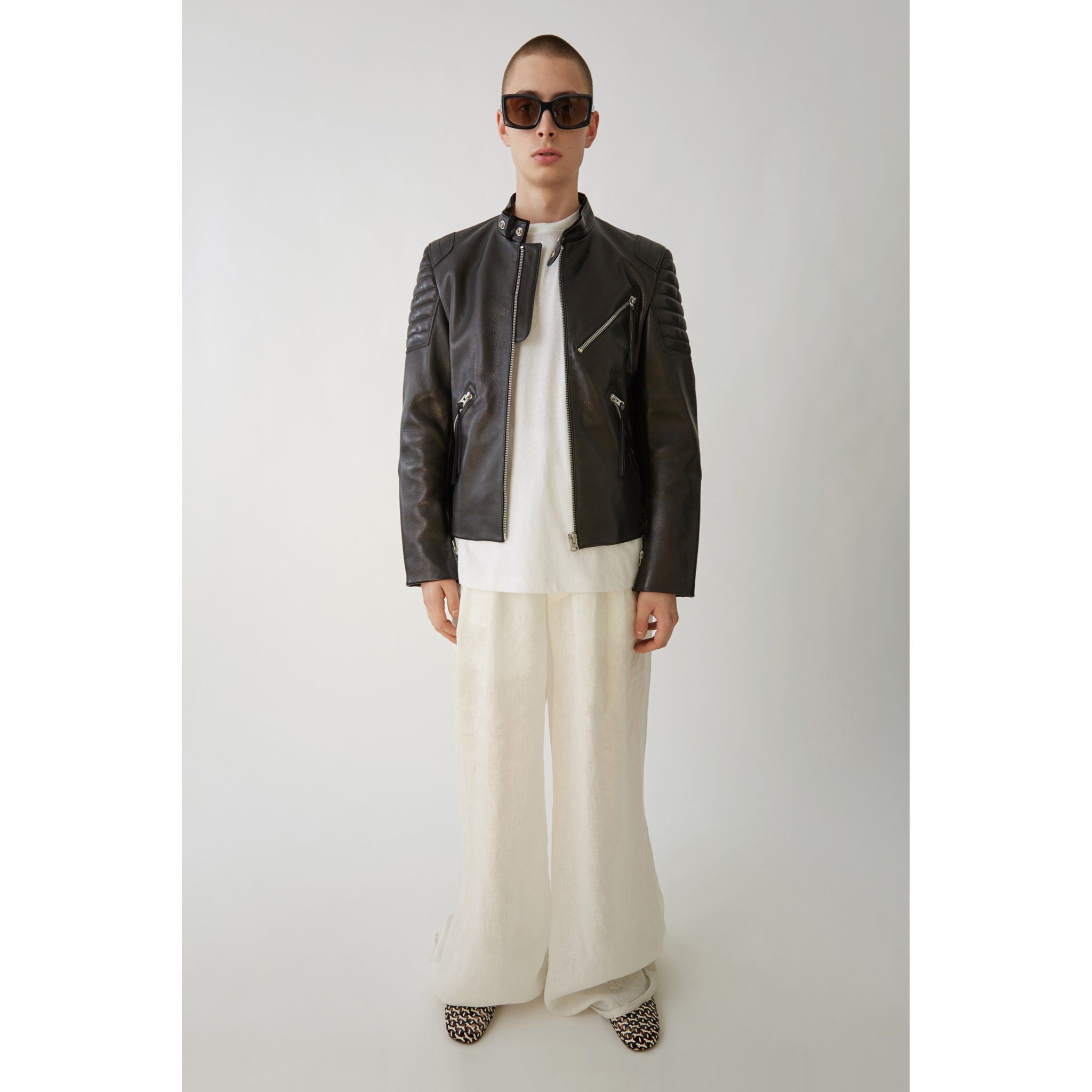 Pre-owned Acne Studios “oliver” Leather Jacket Size 52 In Black