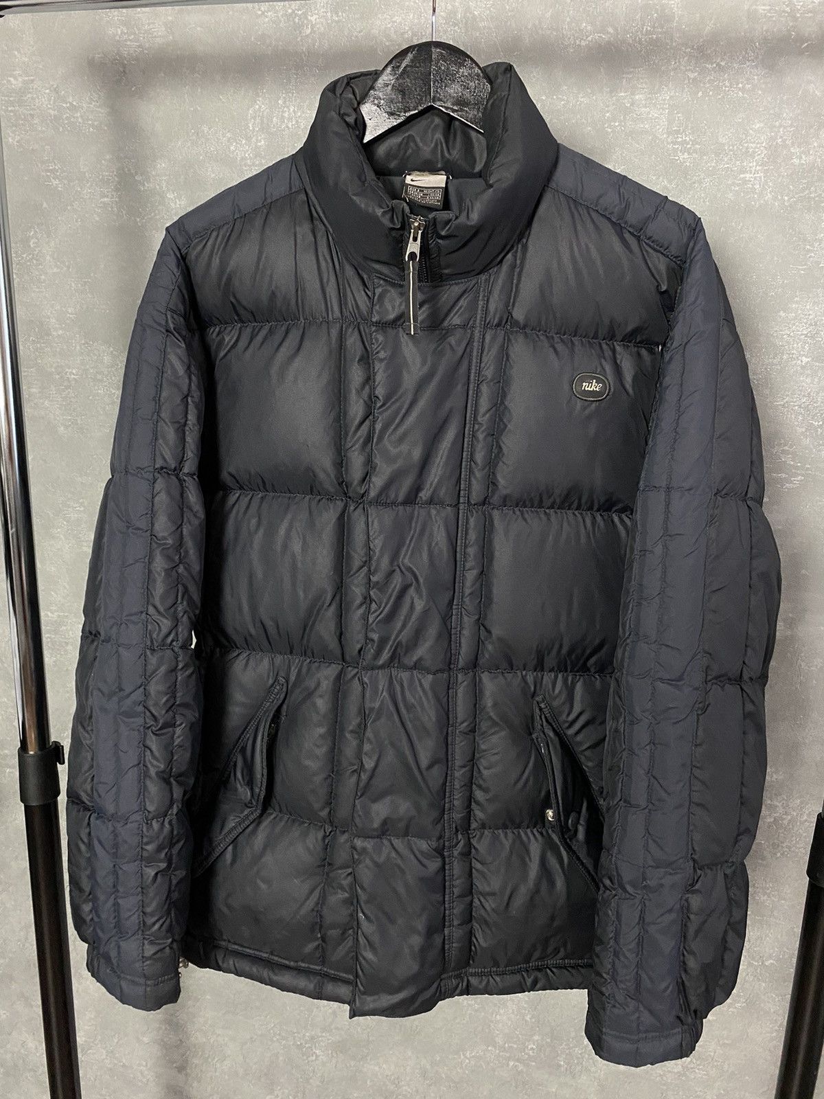 Image of Nike Puffer Quilted Black Down Jacket, Men's (Size Small)