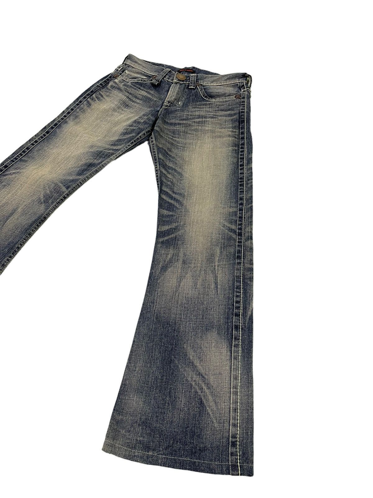 Japanese Brand Flare Jeans Blue Way Japan Acid Wash Low Rise Boot Cut 4🟦4 Size US 28 / EU 44 - 3 Thumbnail