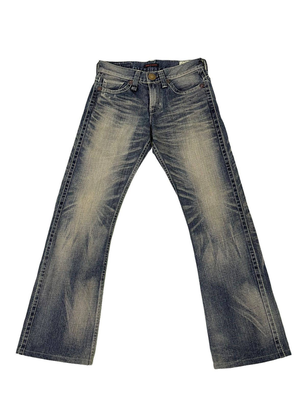 Japanese Brand Flare Jeans Blue Way Japan Acid Wash Low Rise Boot Cut 4🟦4 Size US 28 / EU 44 - 2 Thumbnail