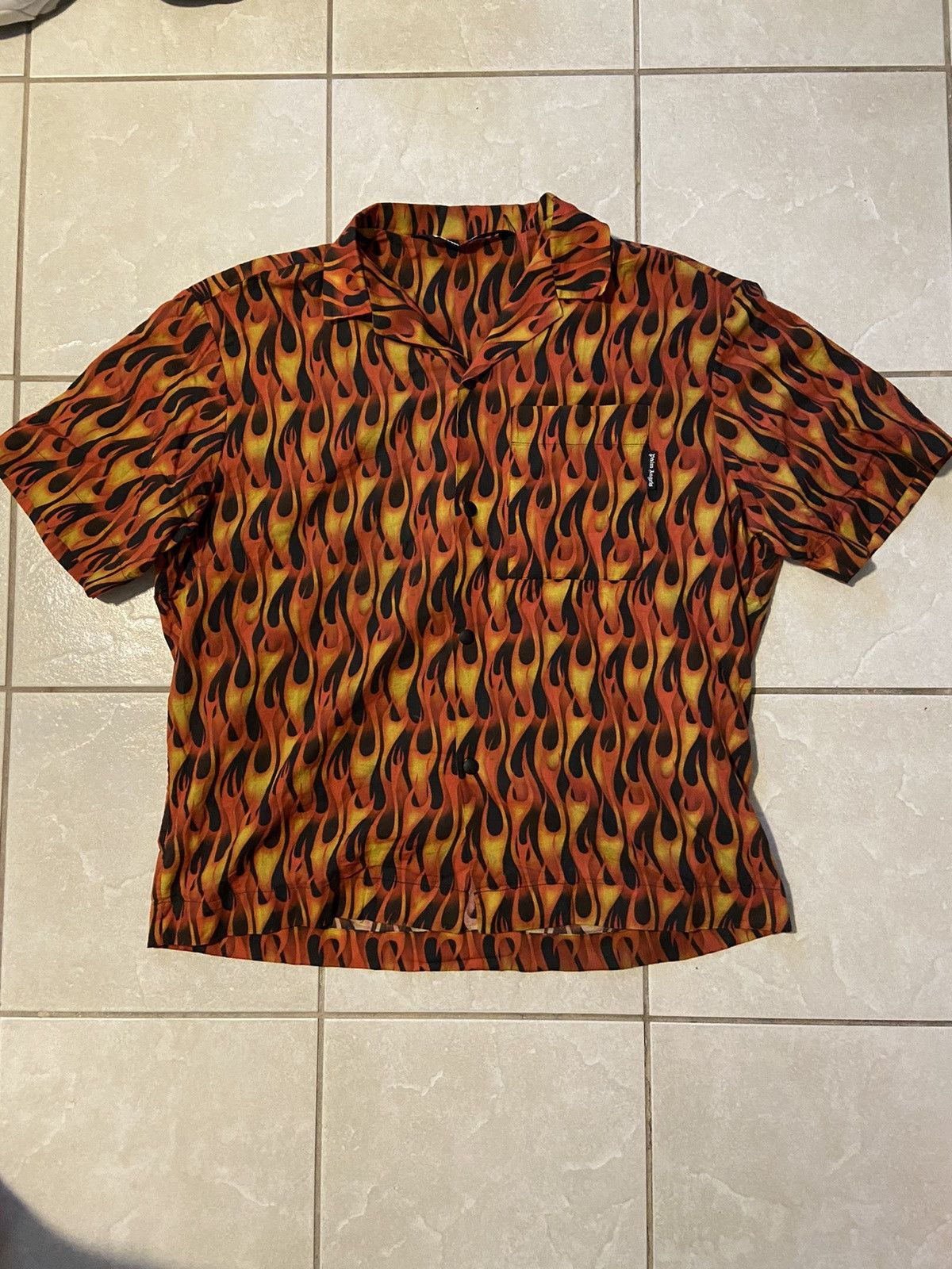 Palm Angels Palm Angels ‘Flames’ Camp Collar Shirt | Grailed