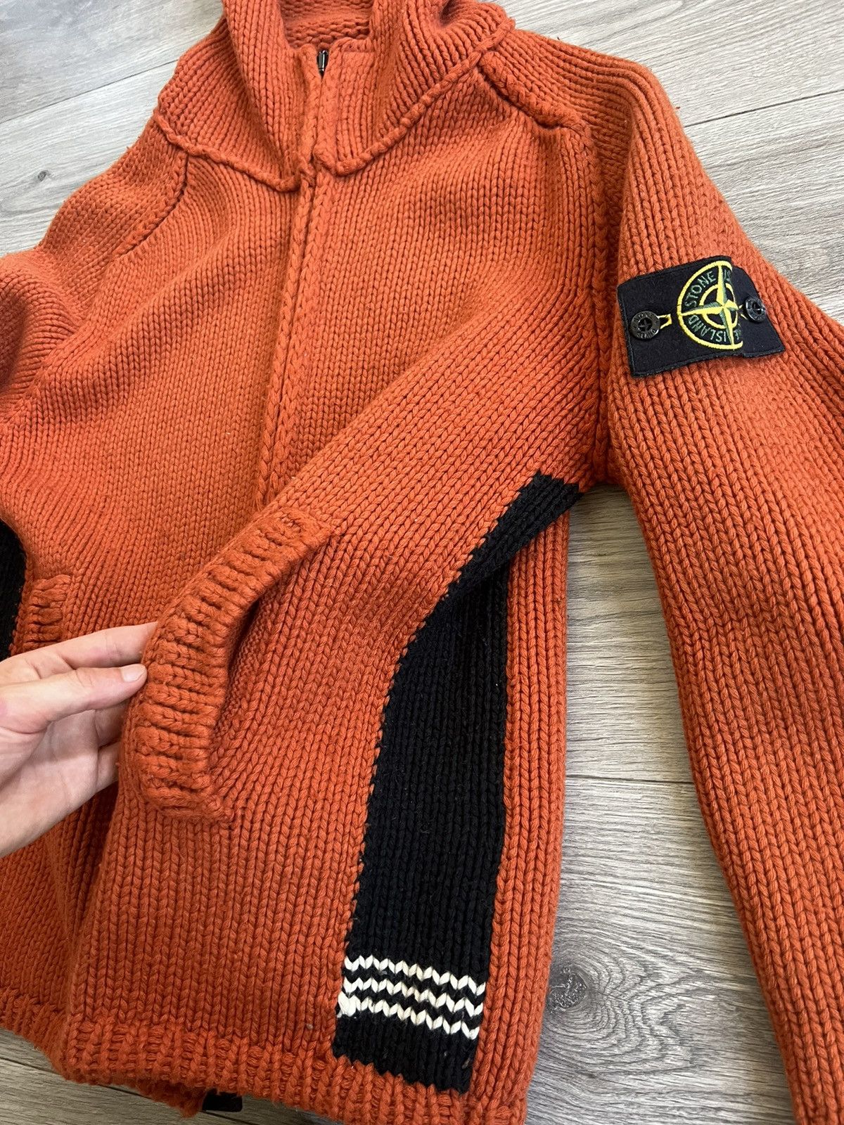 Stone Island Stone Island Vintage orange knitted zip up hoodie Size US M / EU 48-50 / 2 - 3 Thumbnail