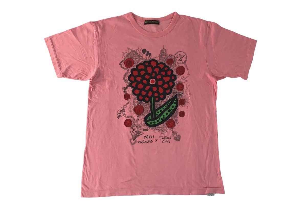 image of 24 Hour Television Yayoi Kusama X Satoshi Ohno Floral Tee in Pink, Men's (Size Large)