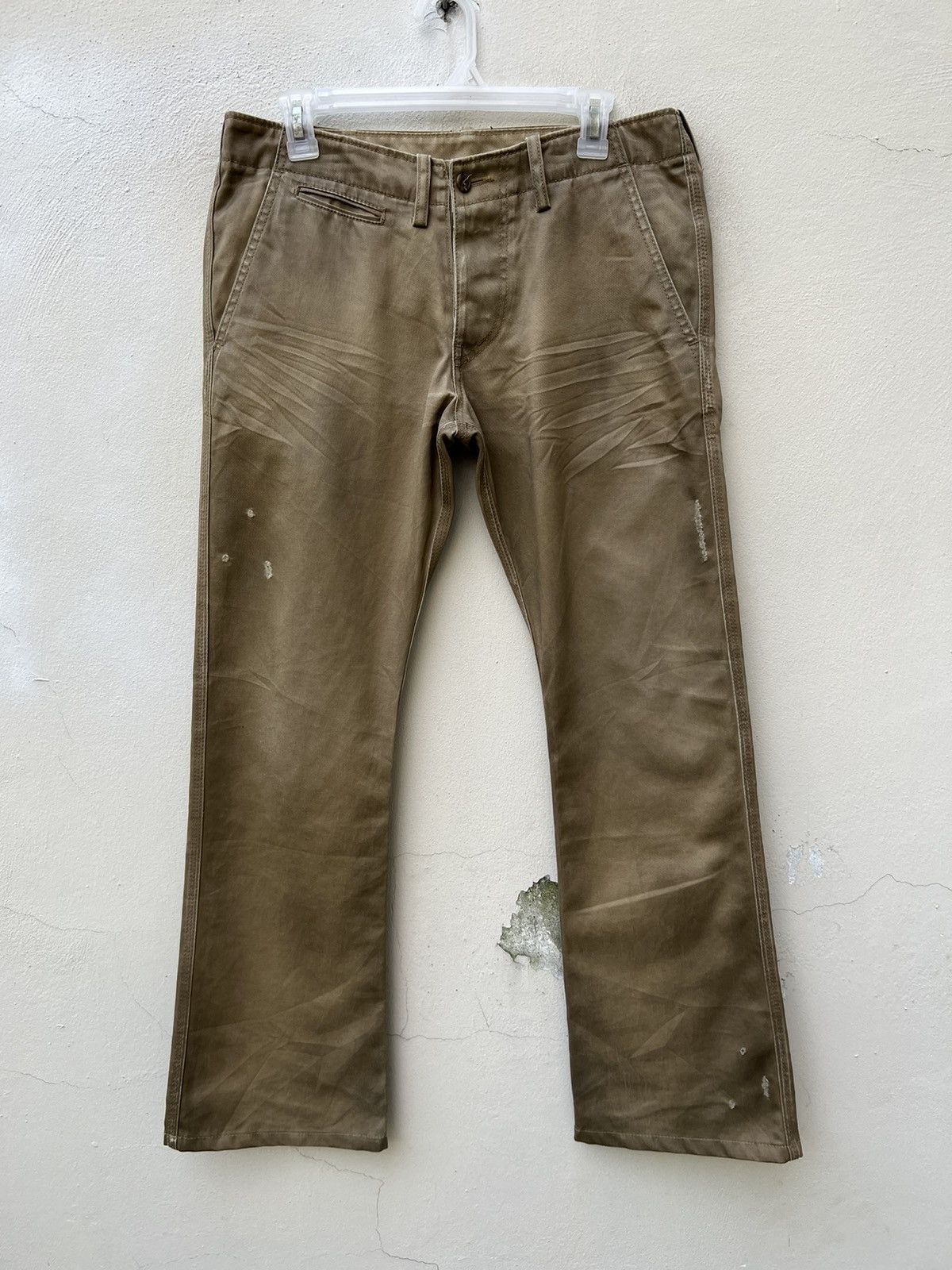 Issey Miyake Ayuite Hiroyuki Obara Dirt Distres Flare Chinos Trouser Pant Size US 31 - 3 Thumbnail