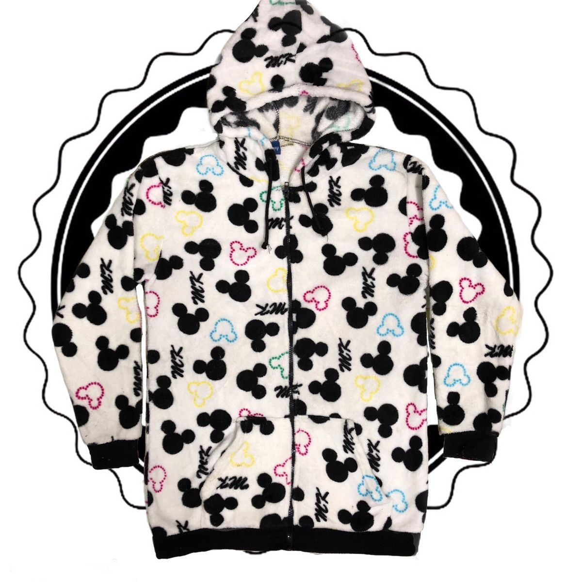 Disney Vintage 90's Disney Fullprint Fleece Zipper Hoodie Size US L / EU 52-54 / 3 - 1 Thumbnail