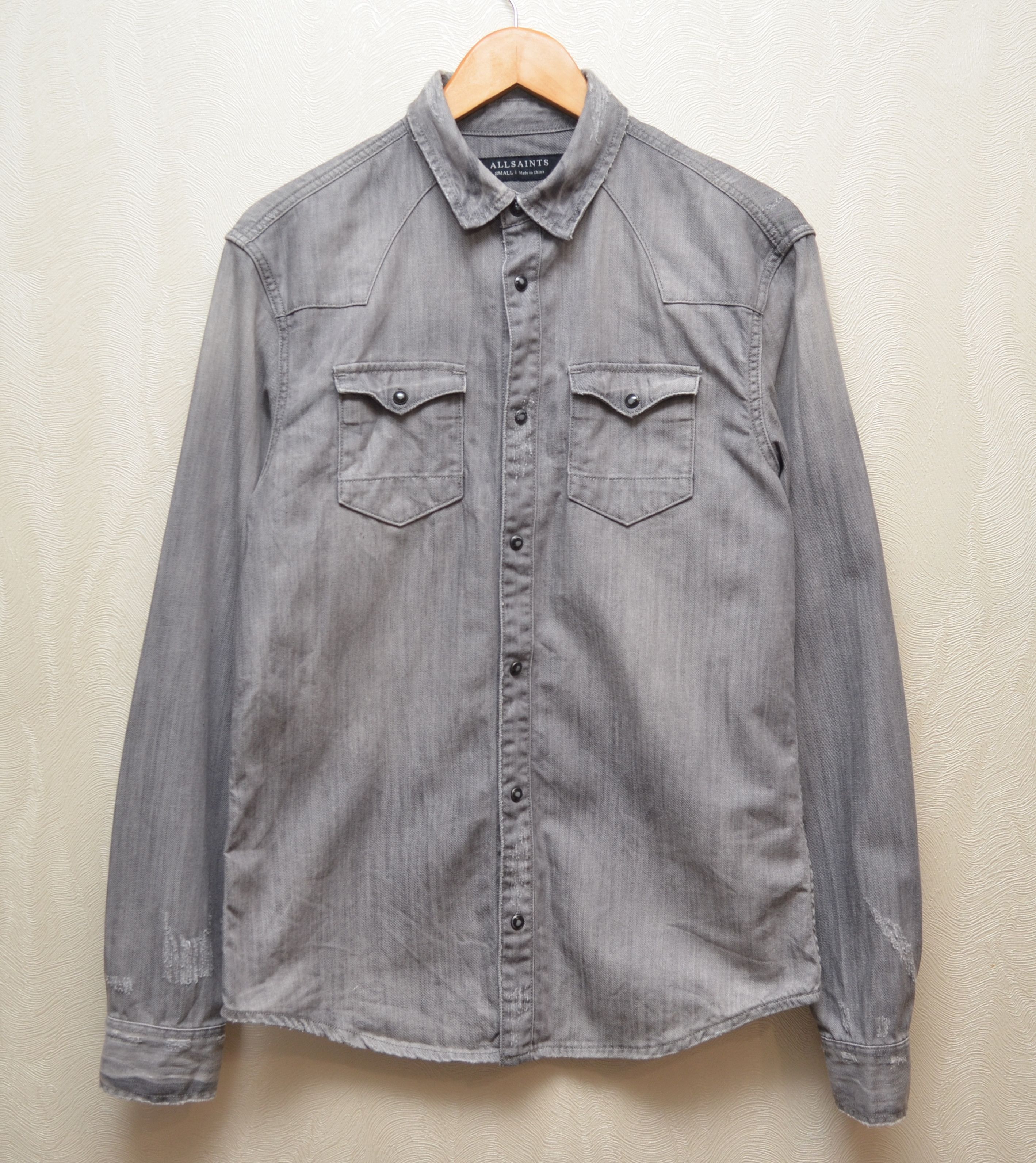 Allsaints Allsaints Ikemat LS Denim Shirt Destroyed Grey Sz Small Size US S / EU 44-46 / 1 - 2 Thumbnail