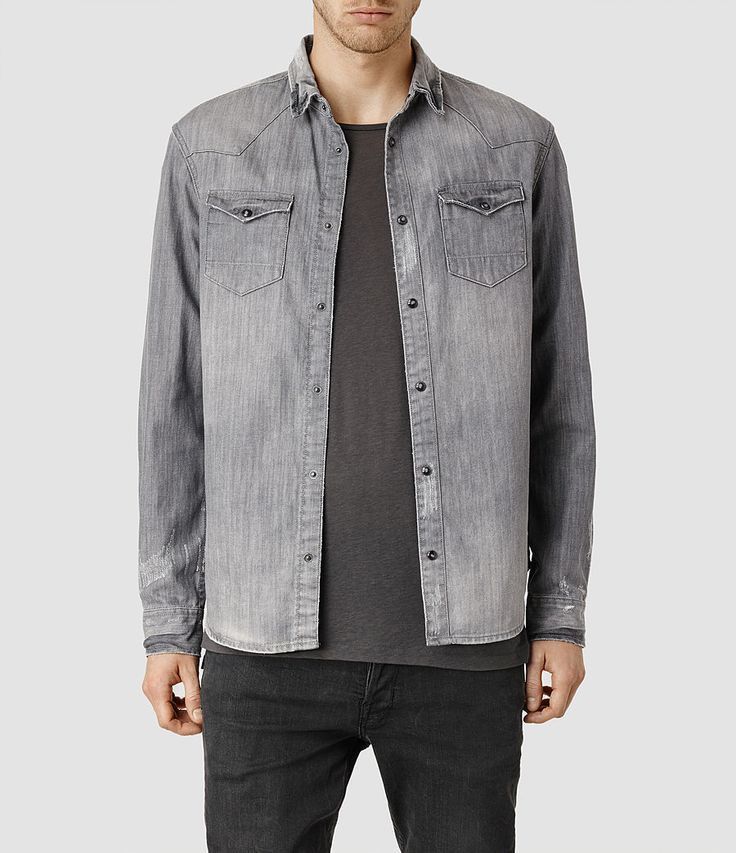 Allsaints Allsaints Ikemat LS Denim Shirt Destroyed Grey Sz Small Size US S / EU 44-46 / 1 - 1 Thumbnail