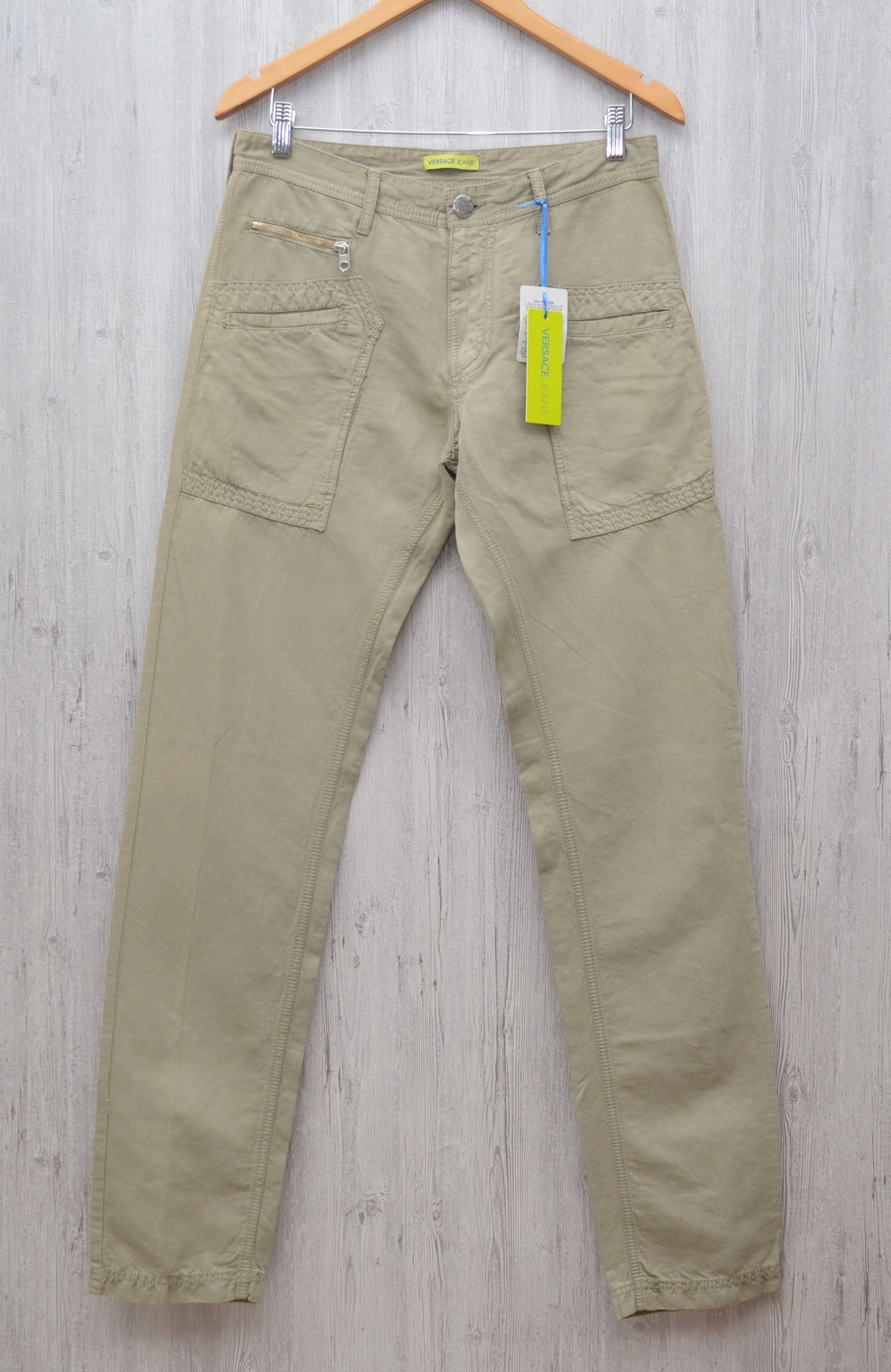 image of Versace Jeans Cargo Pants Beige Cotton Linen Size W30 L34, Men's