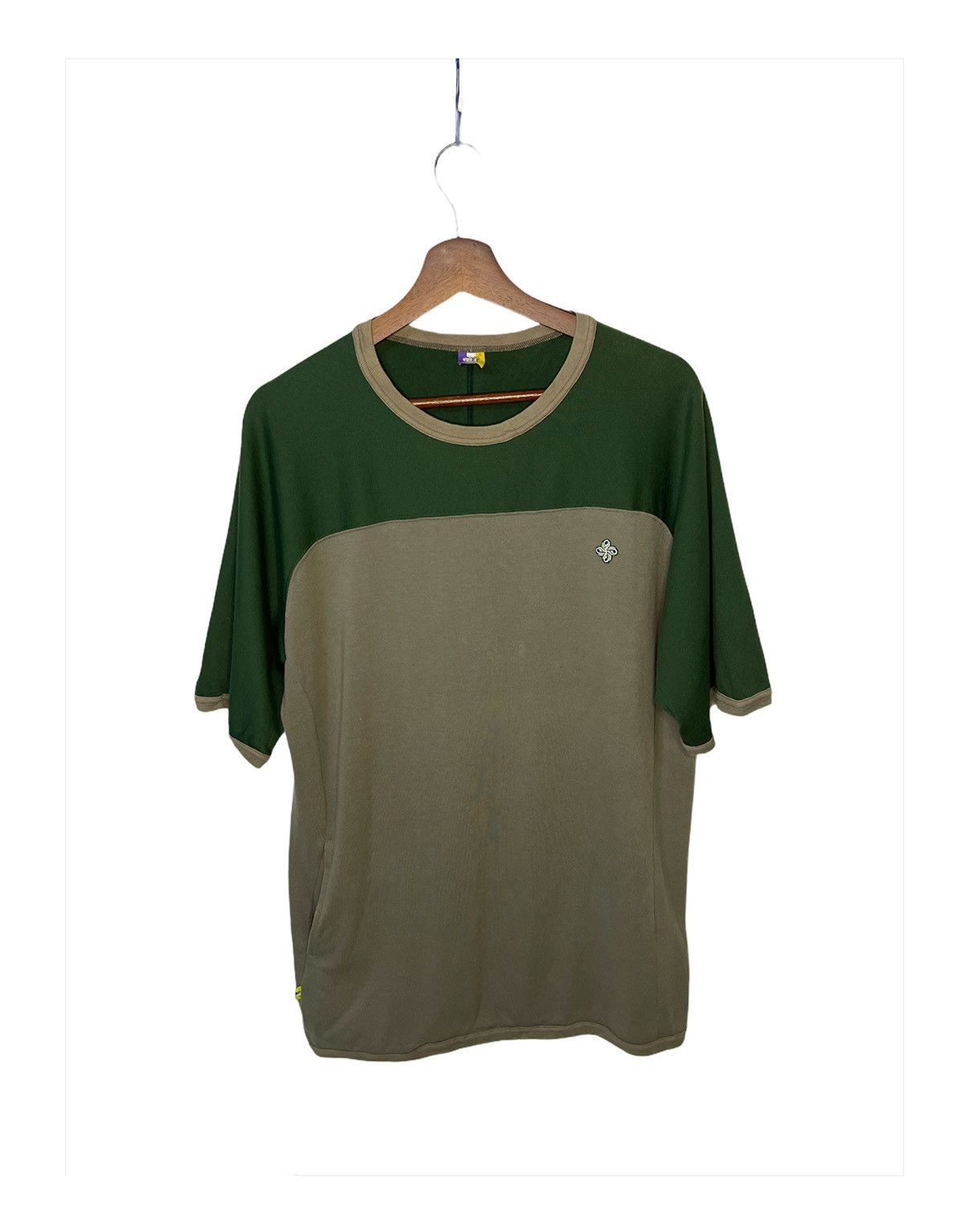 image of Hiroshi Fujiwara x Swarovski Mackdaddy Swarovski Pocket Tee in Green Grey, Men's (Size Large)