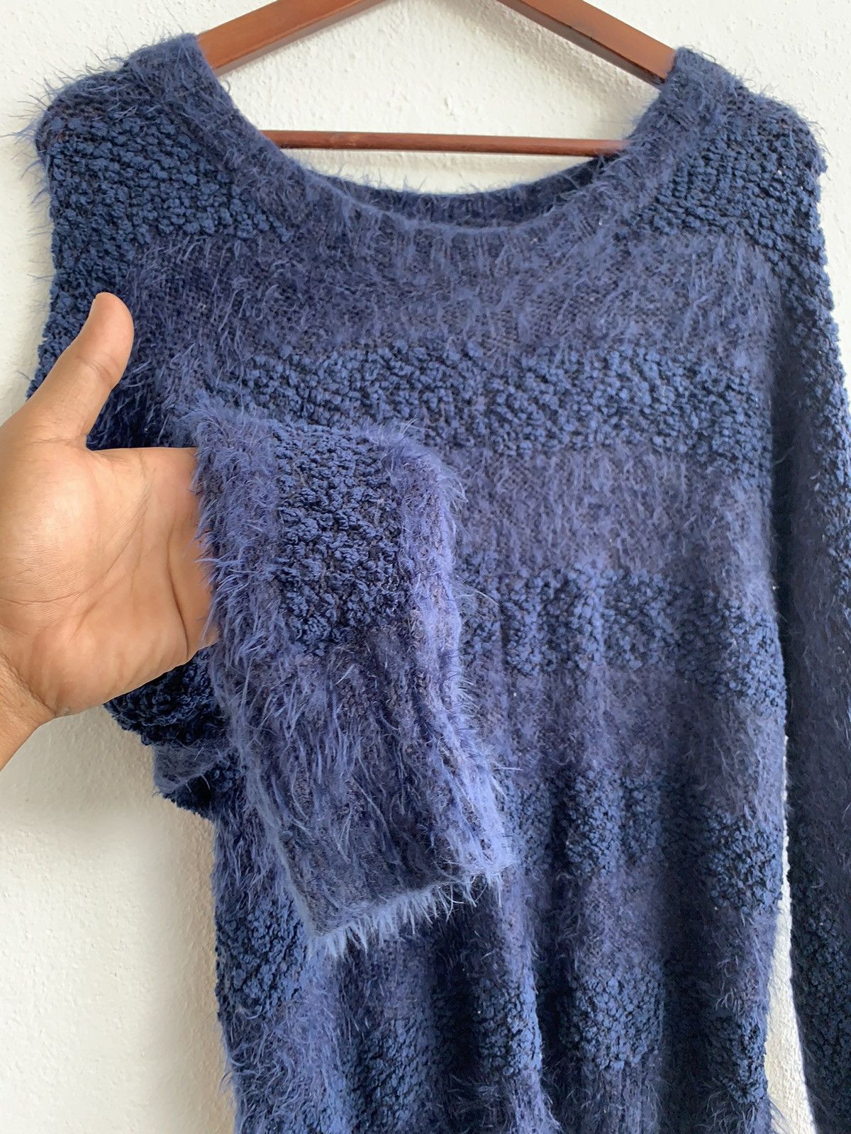 Japanese Brand POUSSE CAFE Fur Fleece Striped Abstract Shaggy Sweatshirt Size M / US 6-8 / IT 42-44 - 5 Thumbnail
