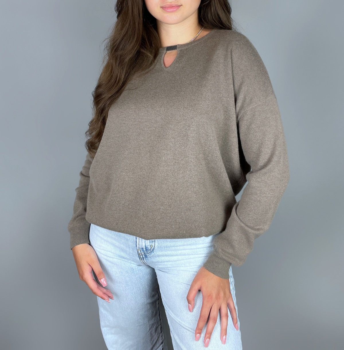 Brunello Cucinelli Brunello Cucinelli Cashmere Wool Keyhole Neck Sweater Size L Size L / US 10 / IT 46 - 1 Thumbnail