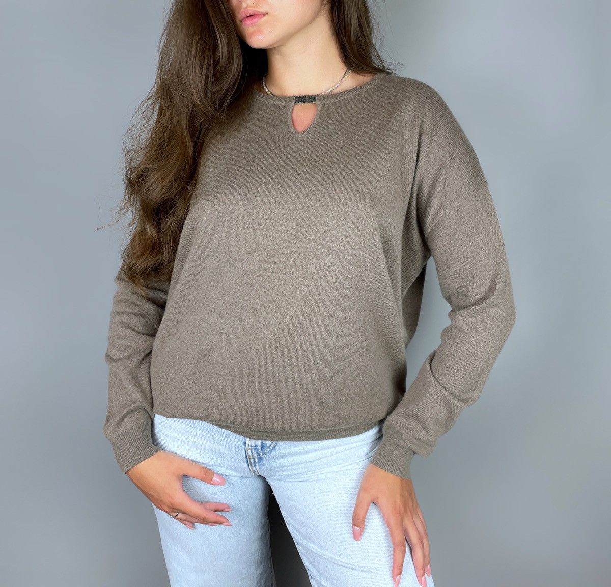 Brunello Cucinelli Brunello Cucinelli Cashmere Wool Keyhole Neck Sweater Size L Size L / US 10 / IT 46 - 2 Thumbnail