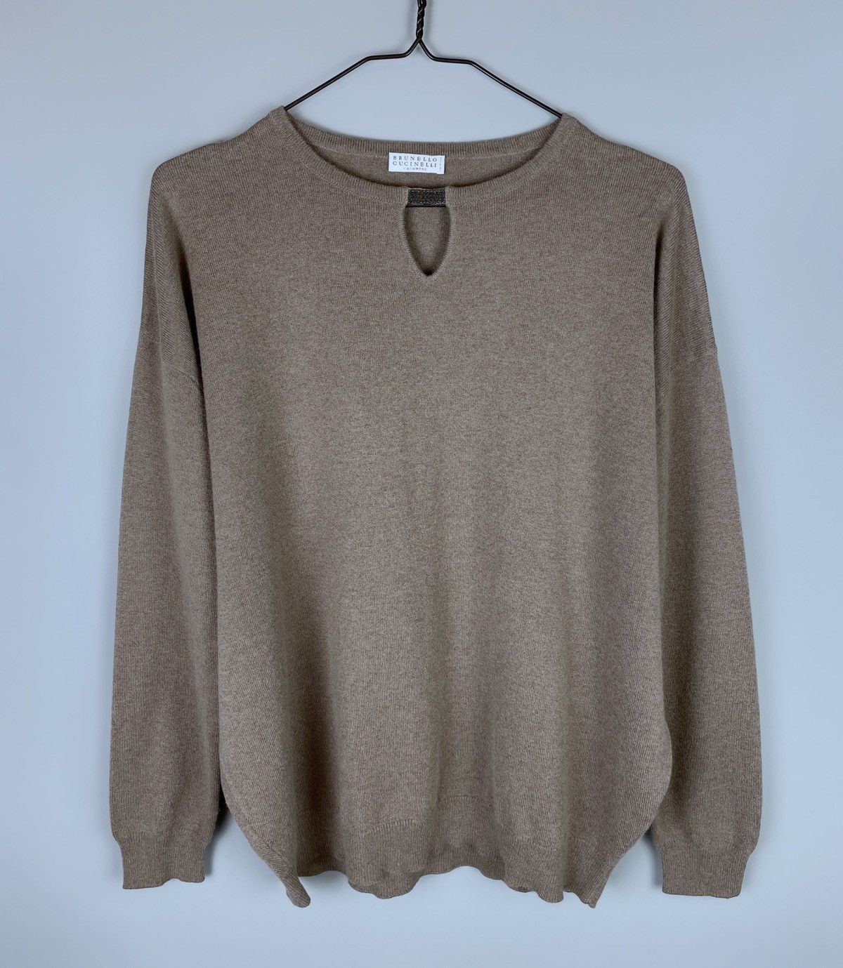 Brunello Cucinelli Brunello Cucinelli Cashmere Wool Keyhole Neck Sweater Size L Size L / US 10 / IT 46 - 4 Thumbnail