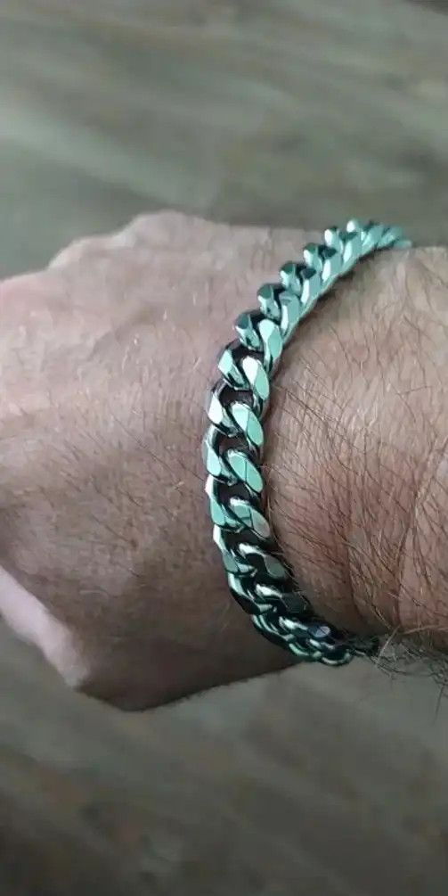 Jewelry 11 MM Width + 20 cm Length Cuban Chain Bracelet Size ONE SIZE - 3 Thumbnail