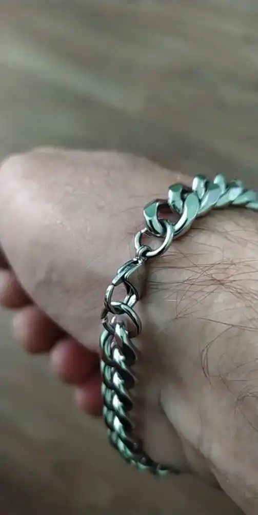 Jewelry 11 MM Width + 20 cm Length Cuban Chain Bracelet Size ONE SIZE - 2 Thumbnail