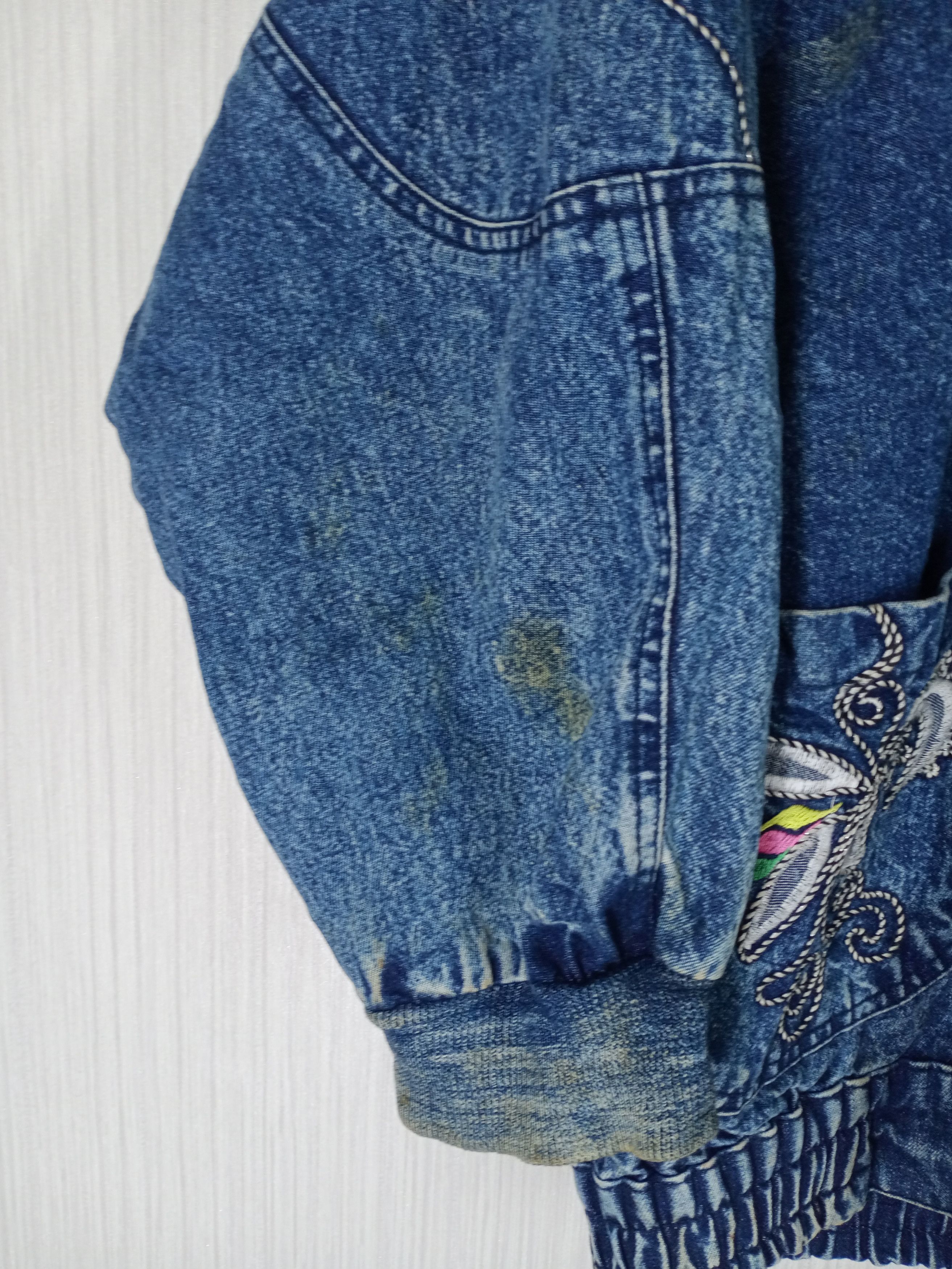 Japanese Brand Rare!! Vintage Embroidered Flora Cardigan Indigo Denim Size US L / EU 52-54 / 3 - 8 Thumbnail