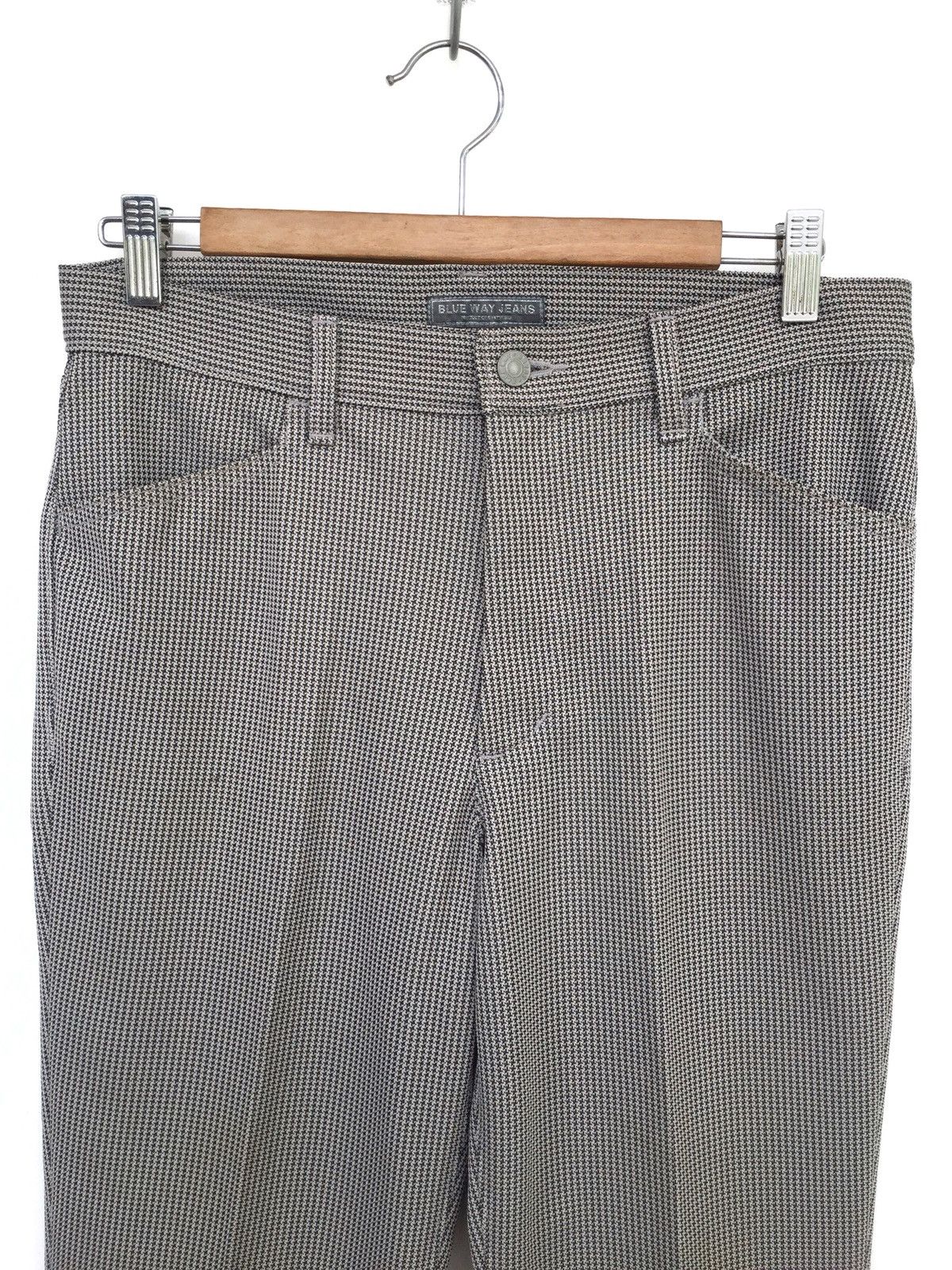 Japanese Brand Japan Brand Blue Way Checked Plaid Sta-Press Stretched Pants Size US 32 / EU 48 - 1 Thumbnail