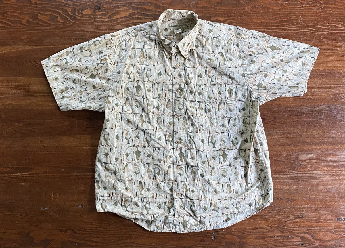 Vintage Vintage 90’s Munsingwear Fish All Over Button Up Size US L / EU 52-54 / 3 - 2 Thumbnail