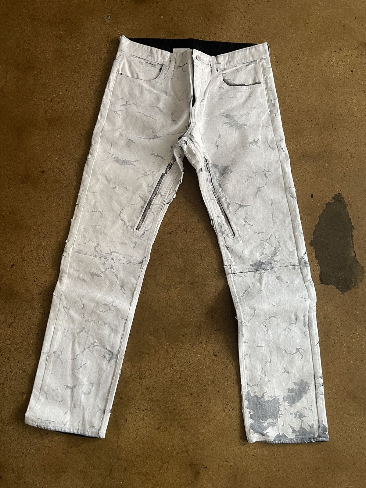 image of Givenchy White Painted Jeans in Pink, Men's (Size 34)