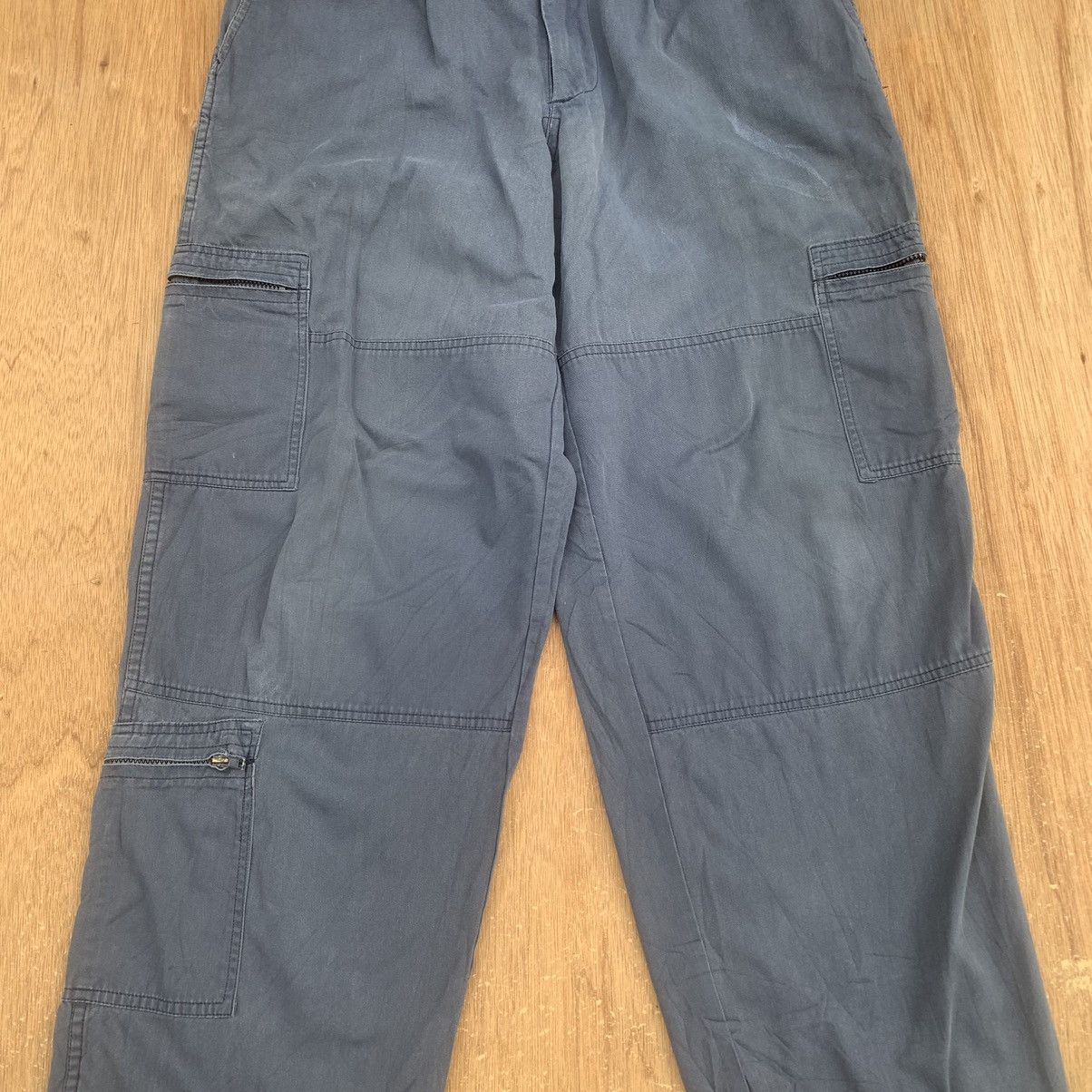 image of Archival Clothing x Hunter Steals Double Knee Japanese Field Combat Cargo Baggy Pants in Blue (Size