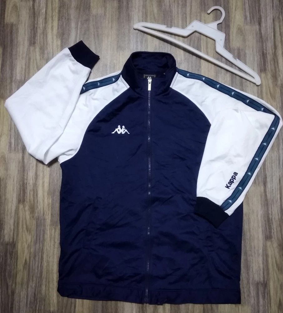 image of Italian Designers x Kappa Sportswear Tracktop Side Tape Jacket in Blue White, Men's (Size Medium)