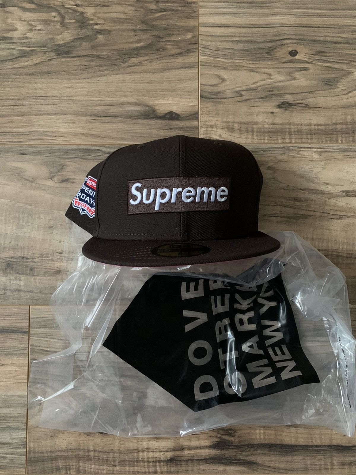 image of Supreme No Comp Box Logo New Era in Brown, Men's