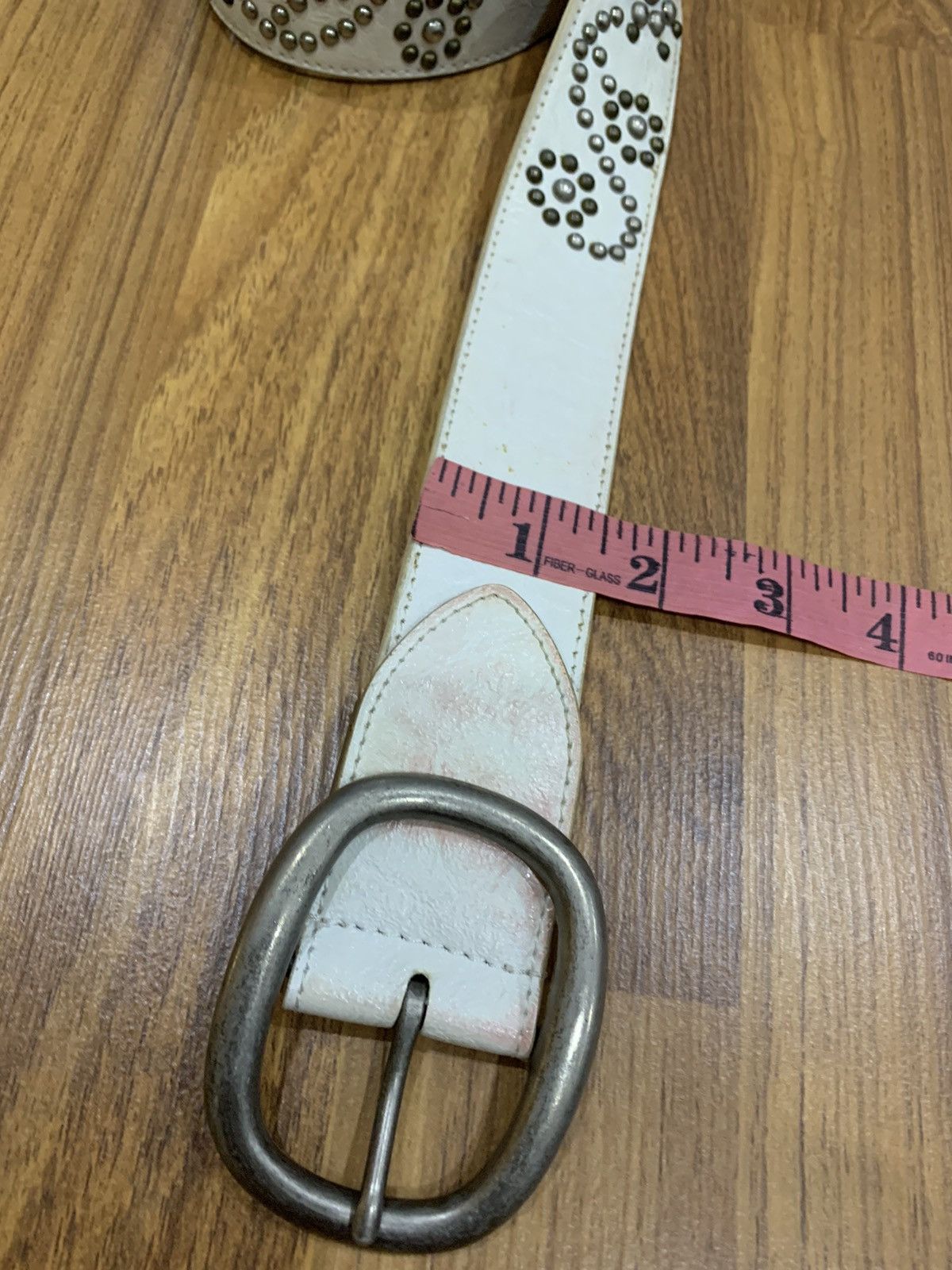 Japanese Brand METAL STUDDED LEATHER BELT Size 36 - 3 Thumbnail