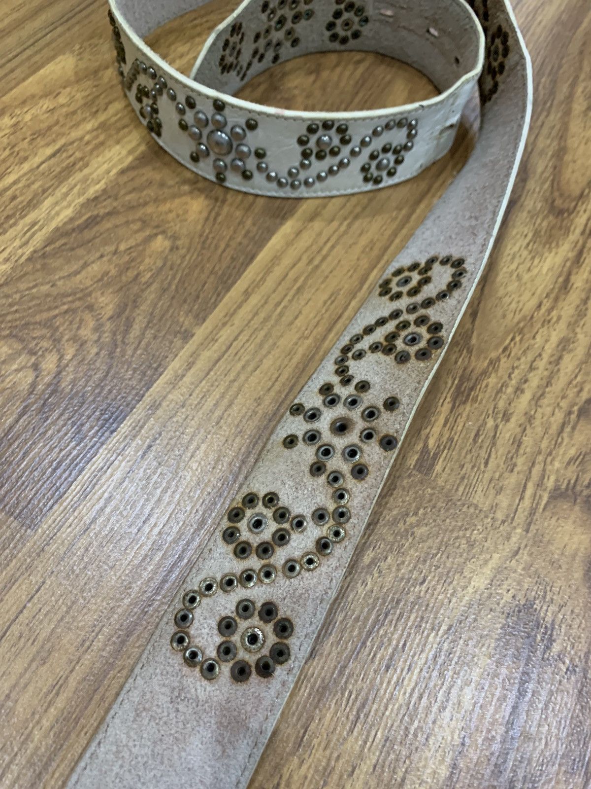Japanese Brand METAL STUDDED LEATHER BELT Size 36 - 5 Thumbnail