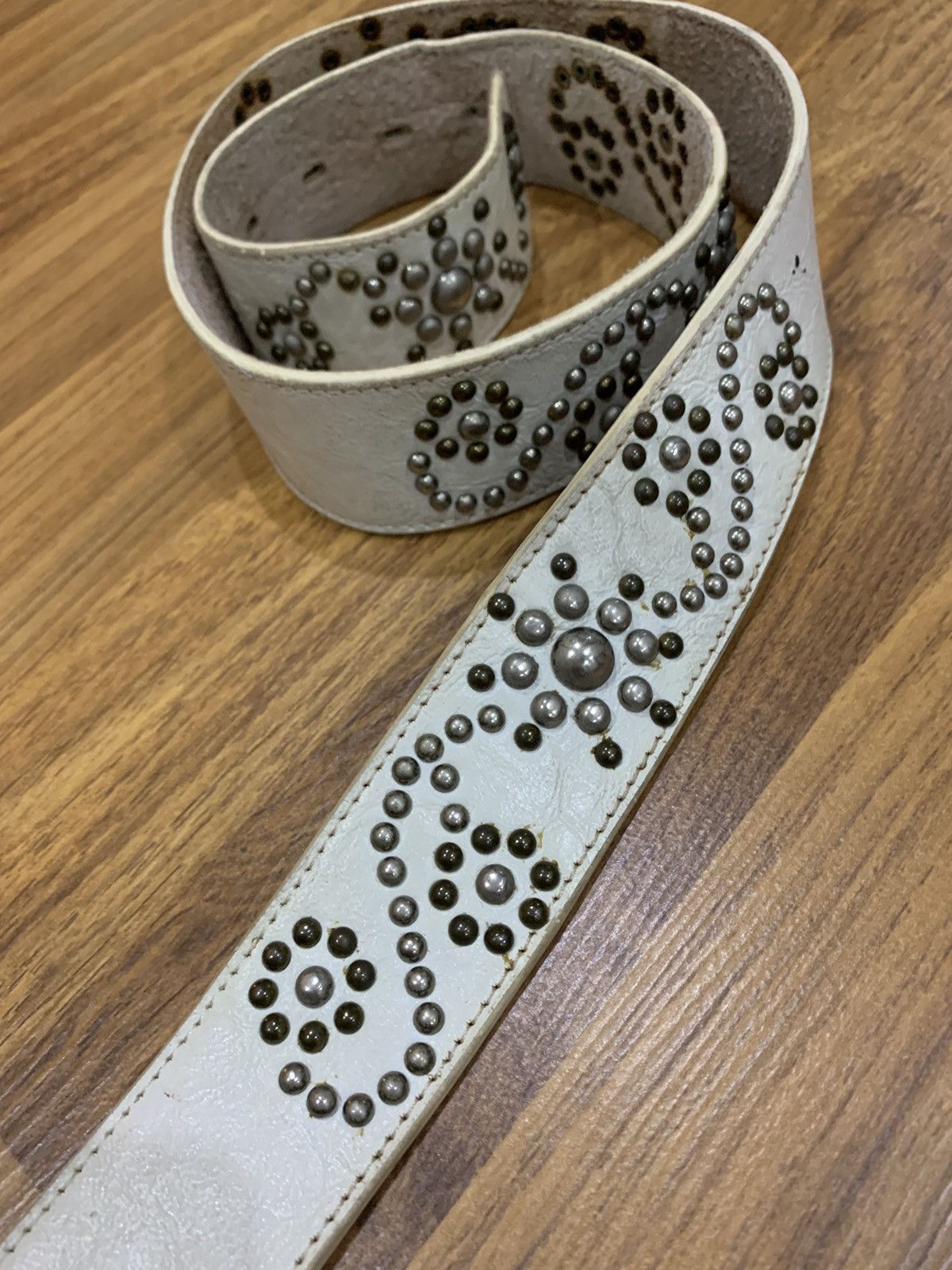 Japanese Brand METAL STUDDED LEATHER BELT Size 36 - 4 Thumbnail