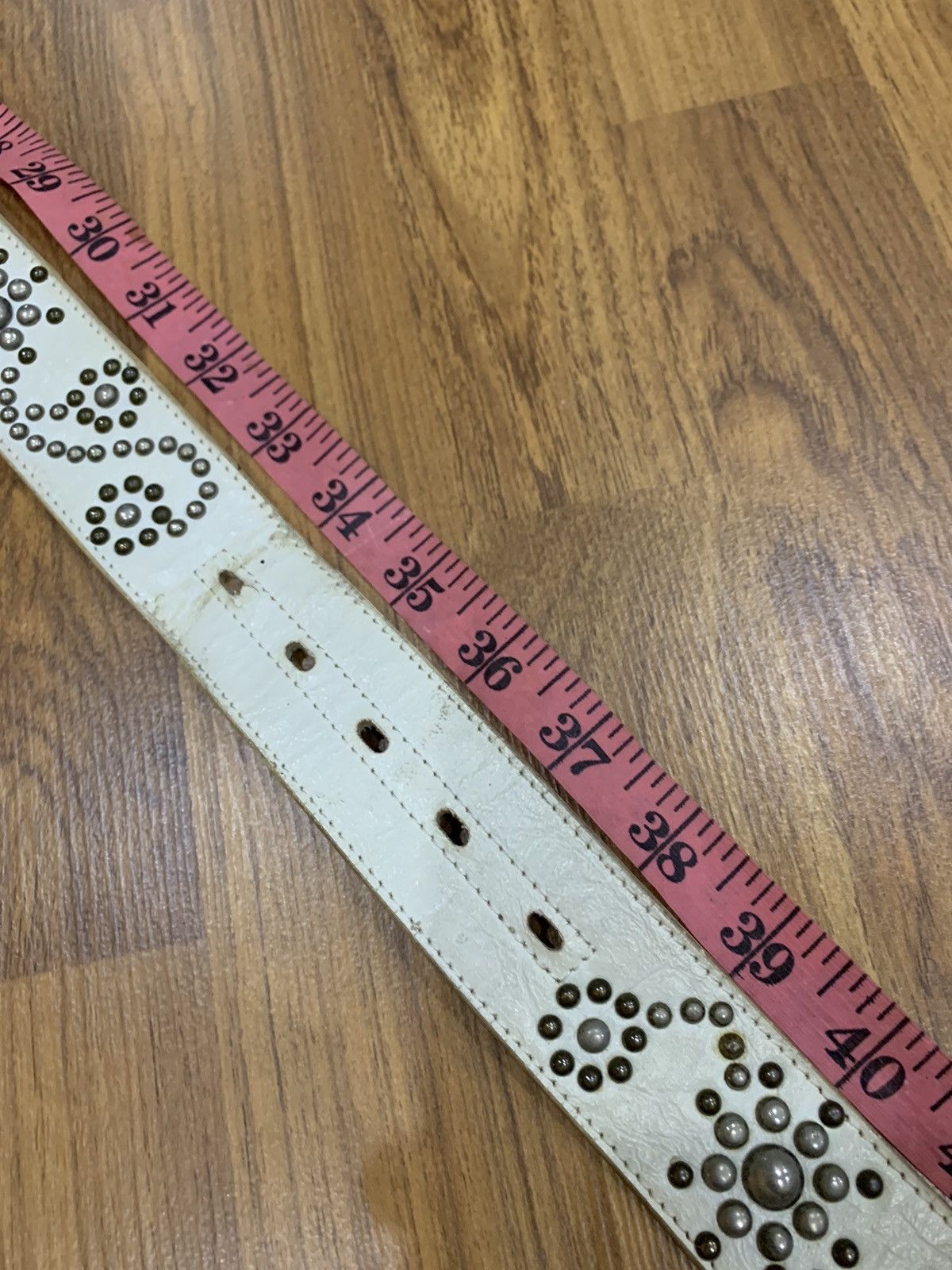 Japanese Brand METAL STUDDED LEATHER BELT Size 36 - 7 Thumbnail