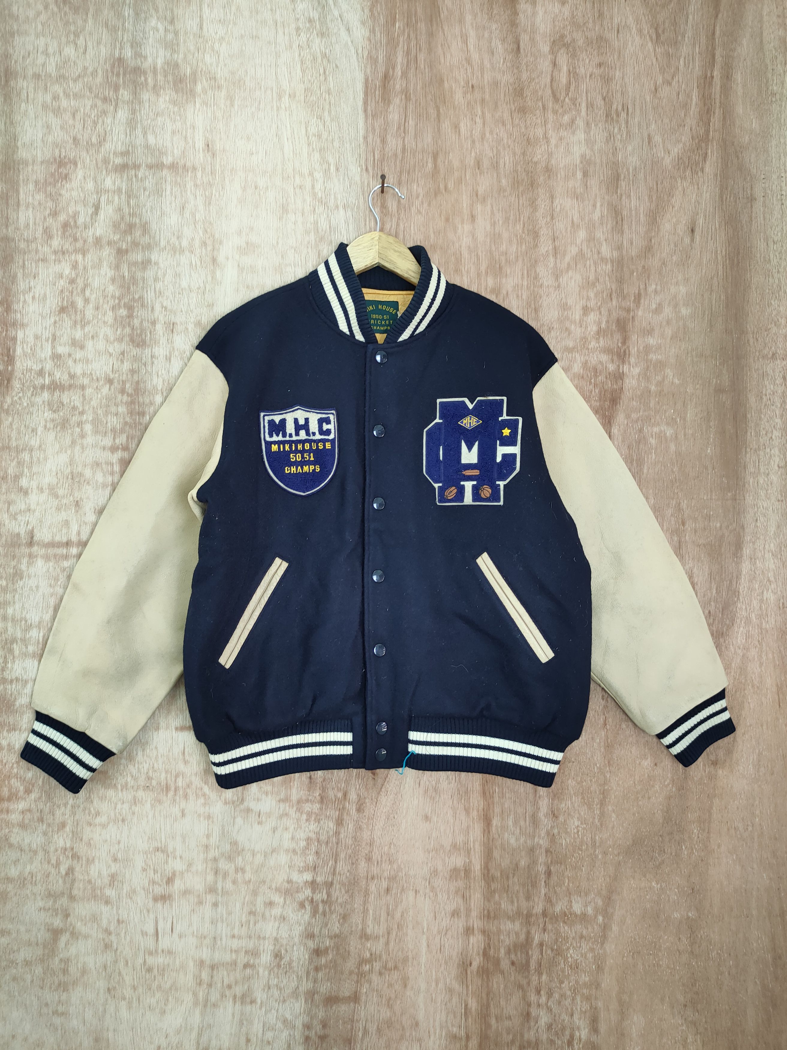 image of Miki House Cricket Champ Varsity VTG Wool Jacket 4104 Dlal in Blue, Men's (Size Medium)