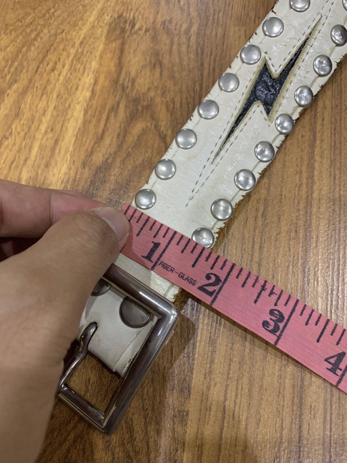 Japanese Brand ROCK N ROLL METAL STUDDED LEATHER BELT Size 32 - 2 Thumbnail