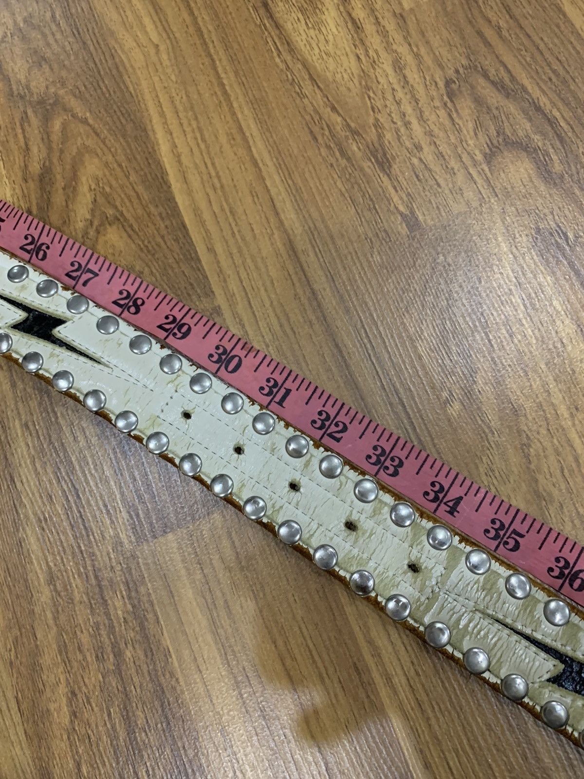 Japanese Brand ROCK N ROLL METAL STUDDED LEATHER BELT Size 32 - 4 Thumbnail