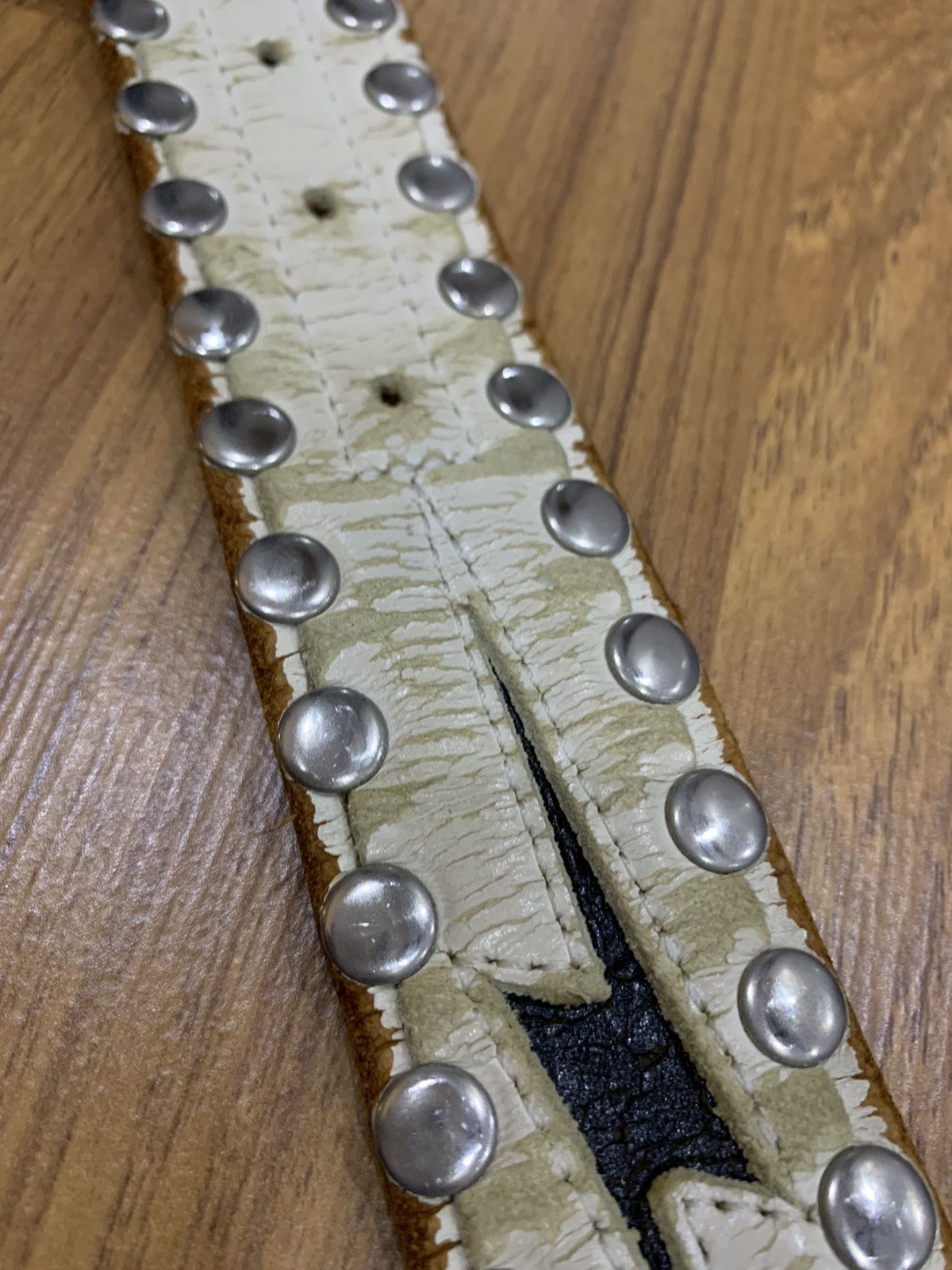 Japanese Brand ROCK N ROLL METAL STUDDED LEATHER BELT Size 32 - 9 Thumbnail